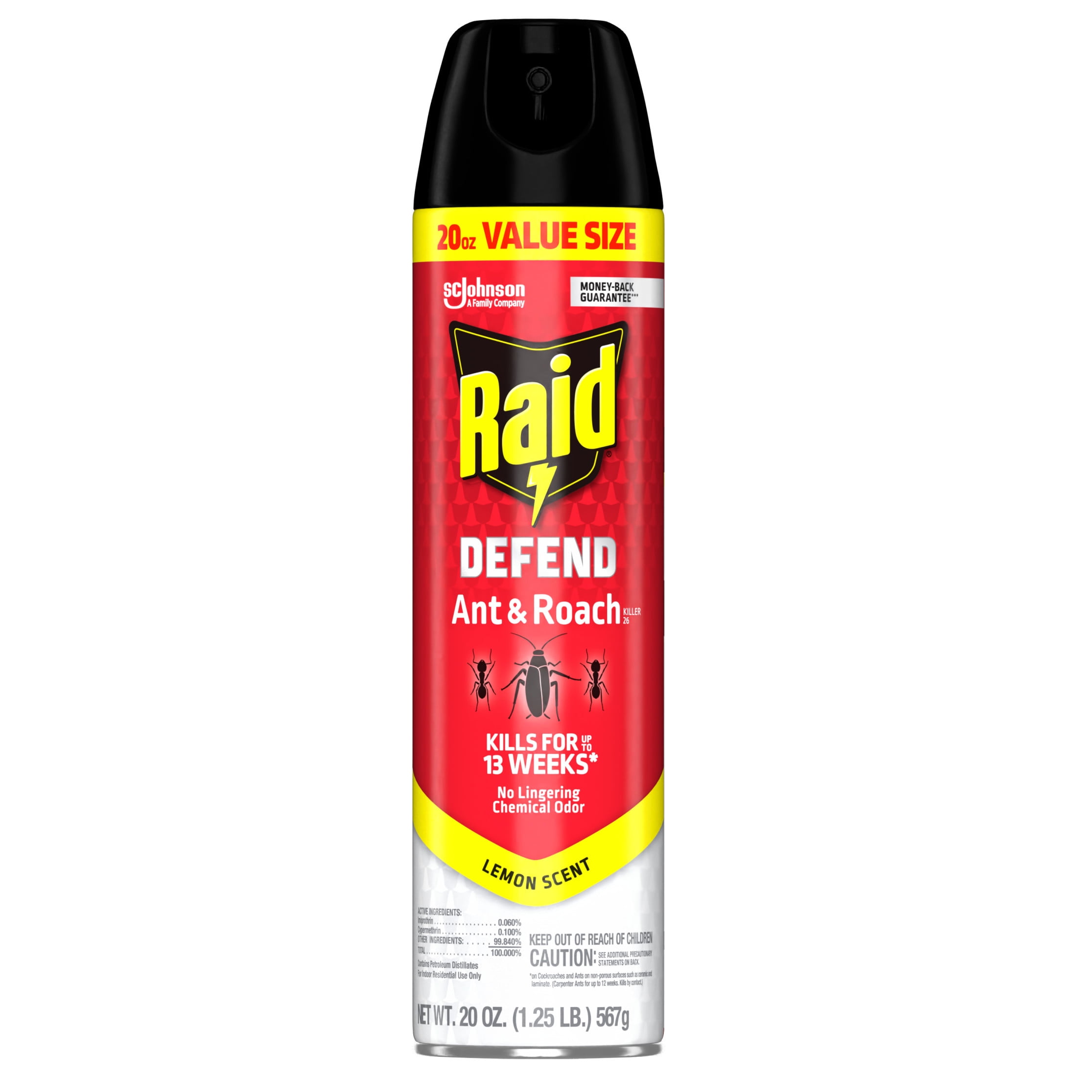 Raid Ant & Roach Killer Indoor Insecticide Spray with Residual Protection (Lemon Scent, 20 oz) 76fo0