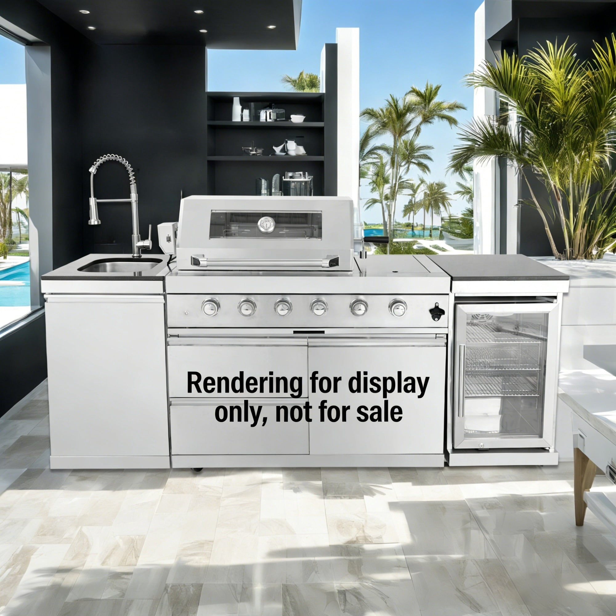 Navratil 4-Burner Stainless Steel Outdoor Kitchen Gas Grill with Rotisserie Kit (Silver, 46 in) 35flp