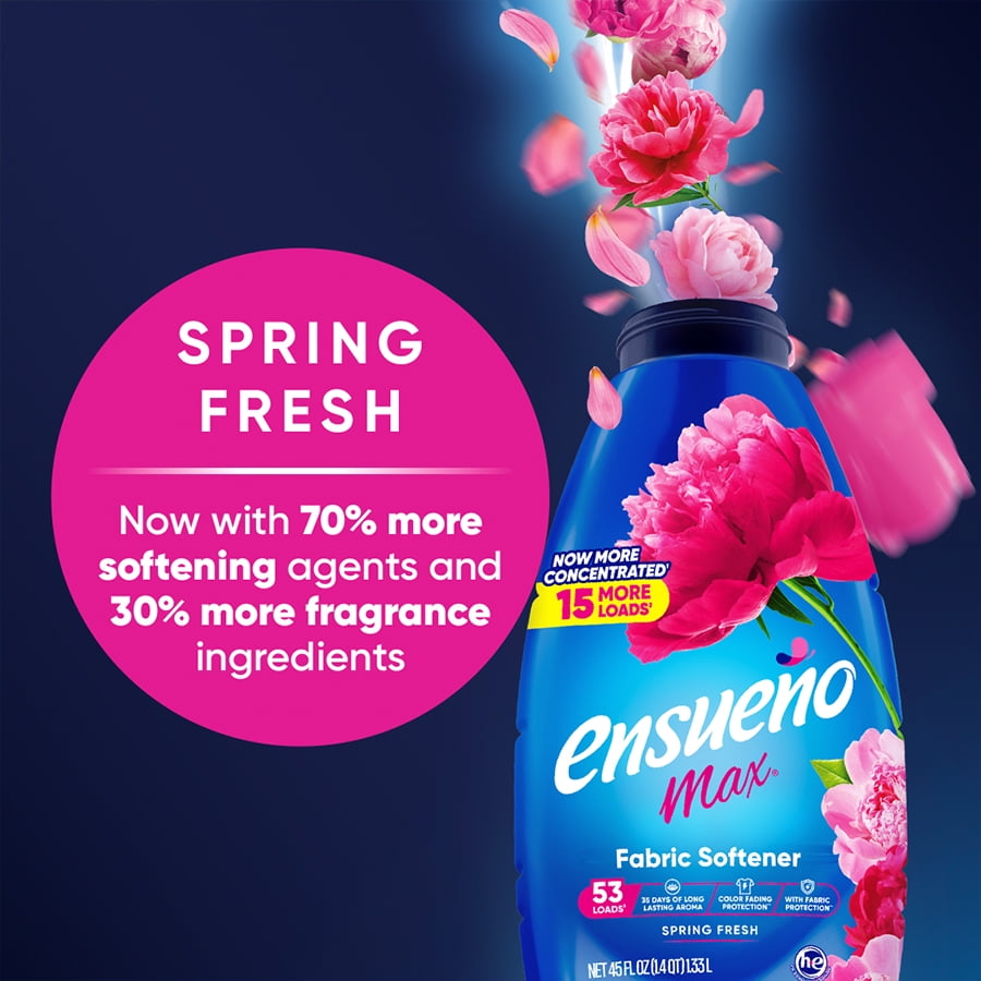 Ensueno Max Liquid Fabric Softener, Spring Fresh, Long-Lasting Scent (45 fl oz) e2787
