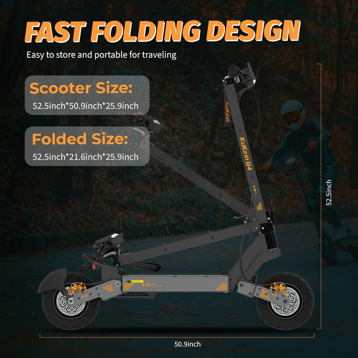 KUKIRIN G4 Electric Scooter, 2000W Motor, 43 Miles Range, 43 Mph Speed, 11 in Off-Road Tires, Foldable Commuter Scooter (Black) 436pd
