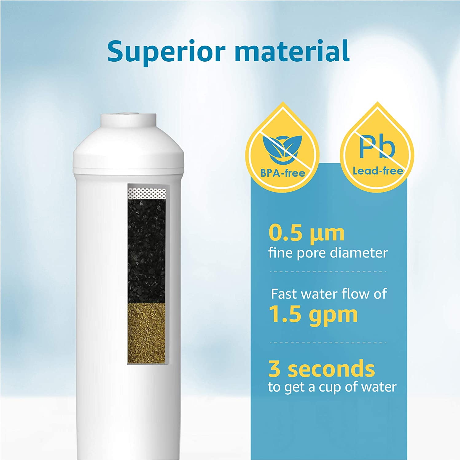 Aqua Crest 5KDC Under Sink Water Filtration System, Direct Connect Filter with 5,000 Gallon Capacity (1 Pack) jax3l