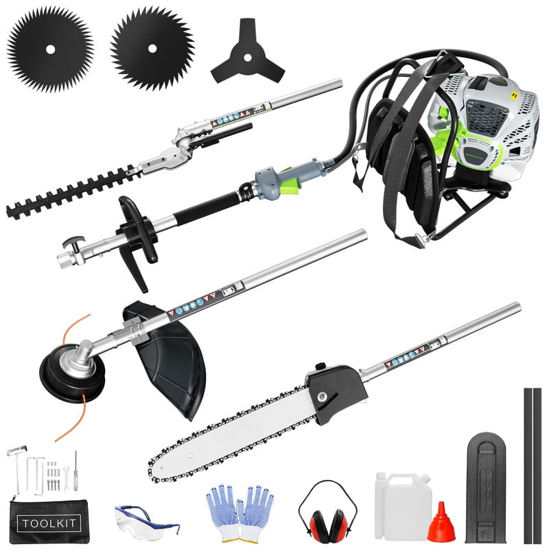 EAYSG 6-in-1 Gas-Powered Backpack Multifunctional Trimmer Set (Green, 52CC Engine) oyu39