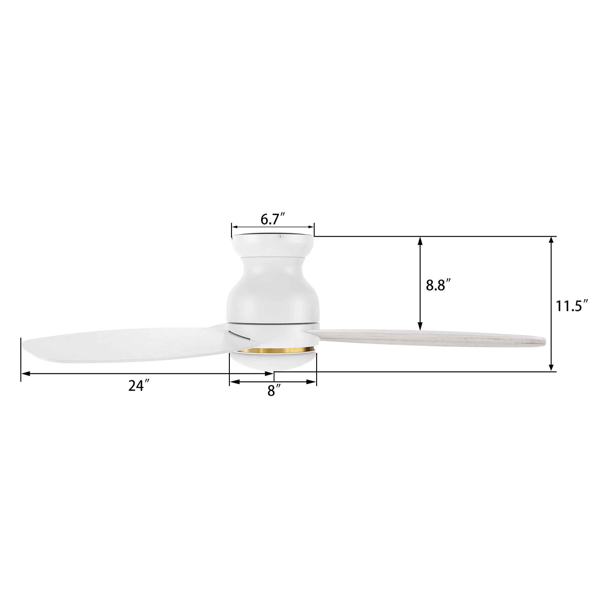 Carro 48 in 3-Blade Low Profile Indoor Ceiling Fan with LED Light and Remote (White, 48 in) xz3v0