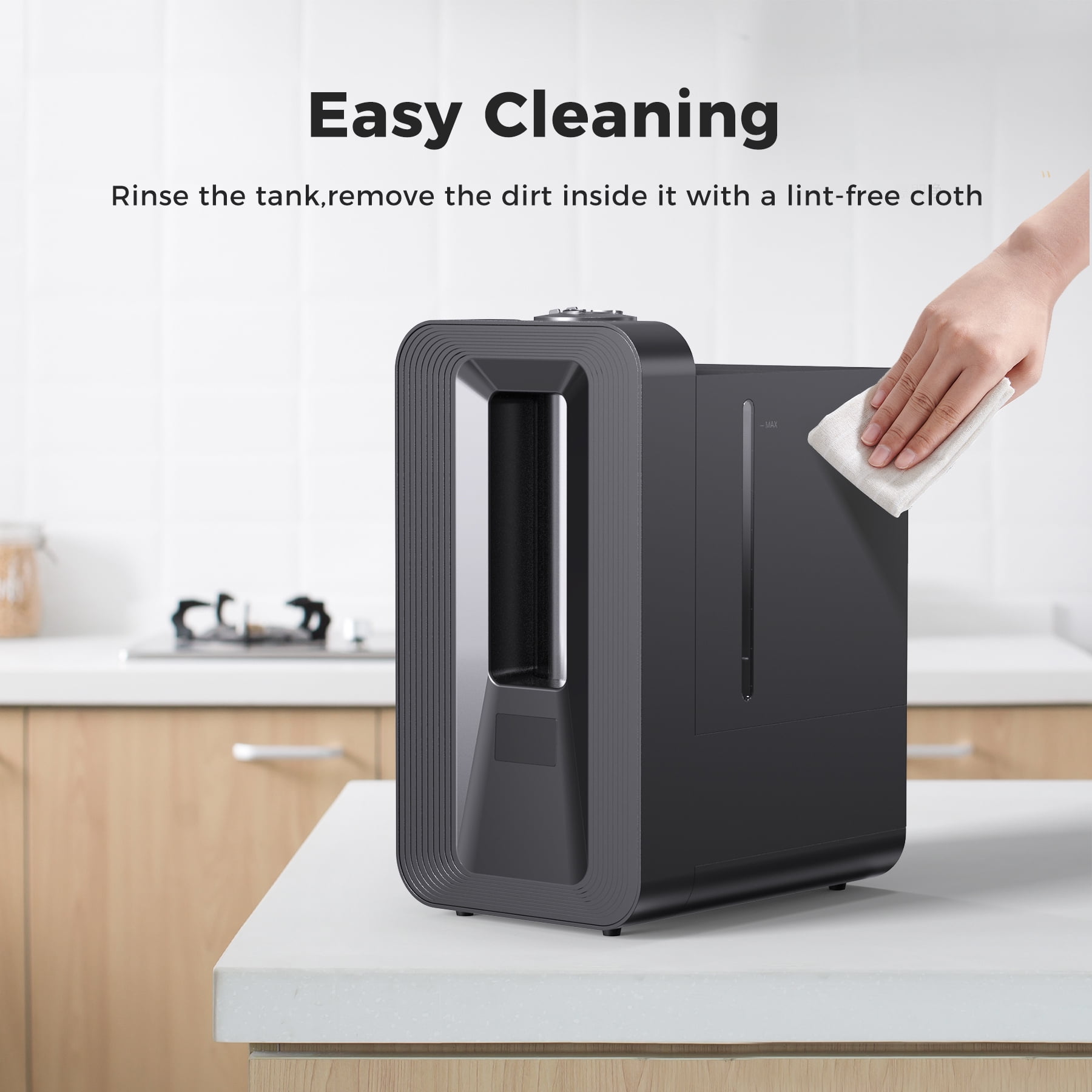 Kloudic 6L Ultrasonic Cool Mist Humidifier, Quiet Air Humidifier for Bedroom and Large Room with Essential Oil Diffuser (Black, 6L) ejj2q