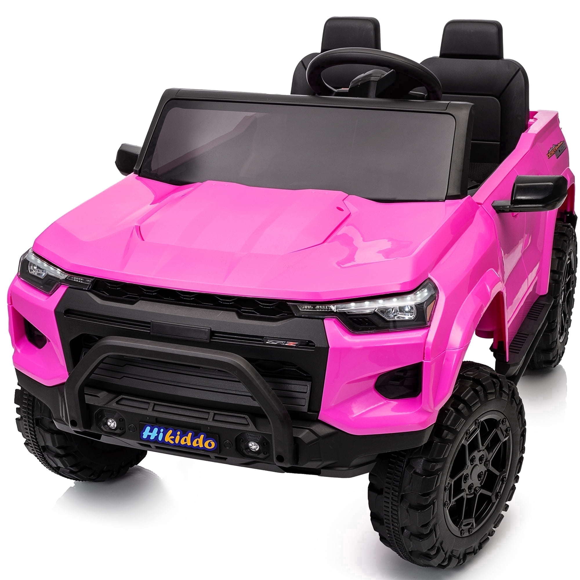 Hikiddo 4WD 2-Seater Electric Ride-On Truck for Kids, Powerful 24V Motor with Remote Control (Pink, 2-Seater) csh1b