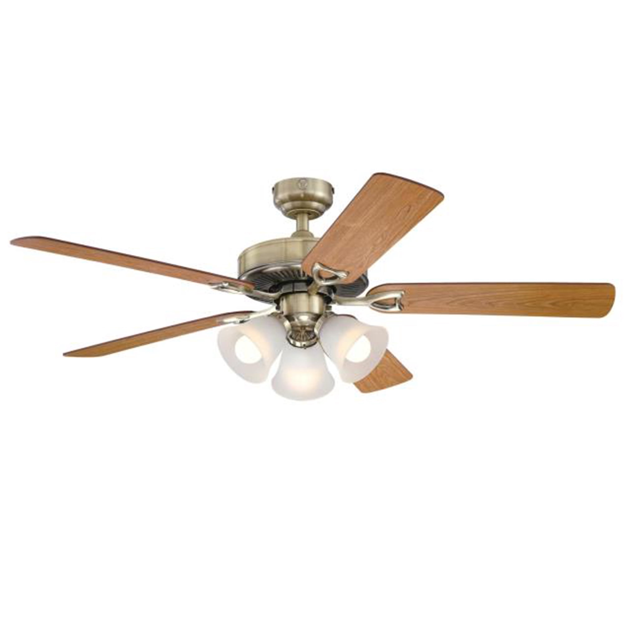 Westinghouse 52 in. Antique Brass LED Indoor Ceiling Fan with Reversible Blades (Brown, 52 in.) mkqbg