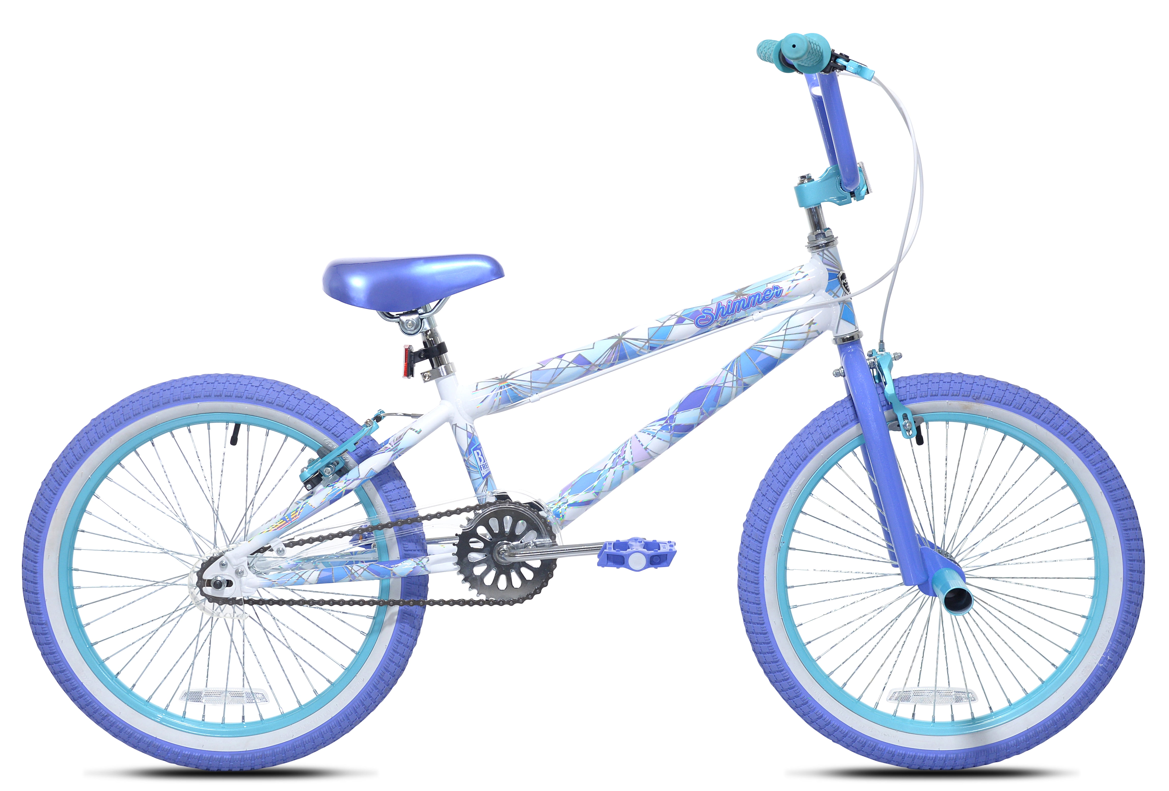 Kent Shimmer BMX Bicycle, Durable Steel Frame, Dual Caliper Brakes (White/Purple, 20 in) rzftm