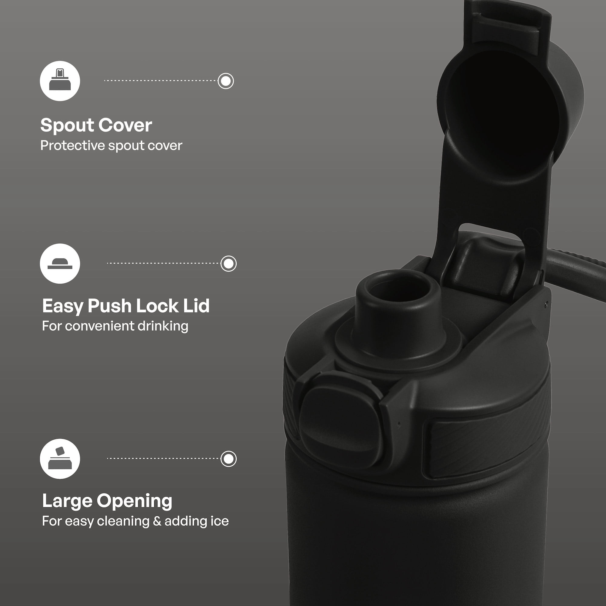 TAL Ranger Stainless Steel Insulated Water Vessel with Push Lock Lid (Black, 28 fl oz) p5r2e