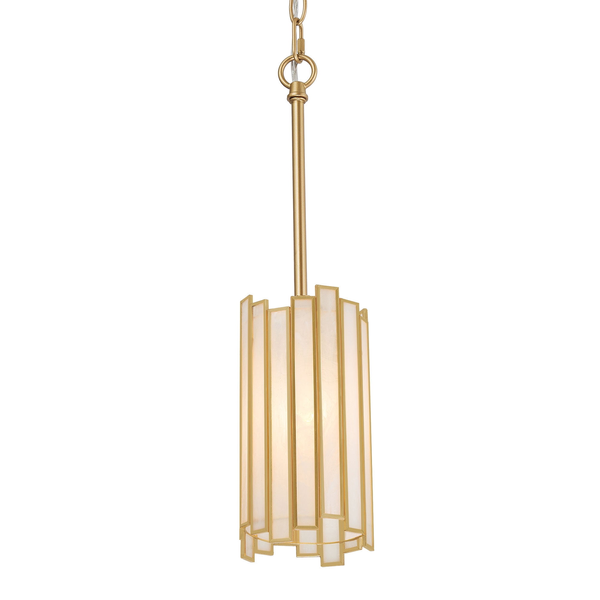 LNC Art-Glass Cylinder Mini Pendant Light, Adjustable Modern Hanging Fixture for Kitchen Island (Gold, 4.3 in) qb273