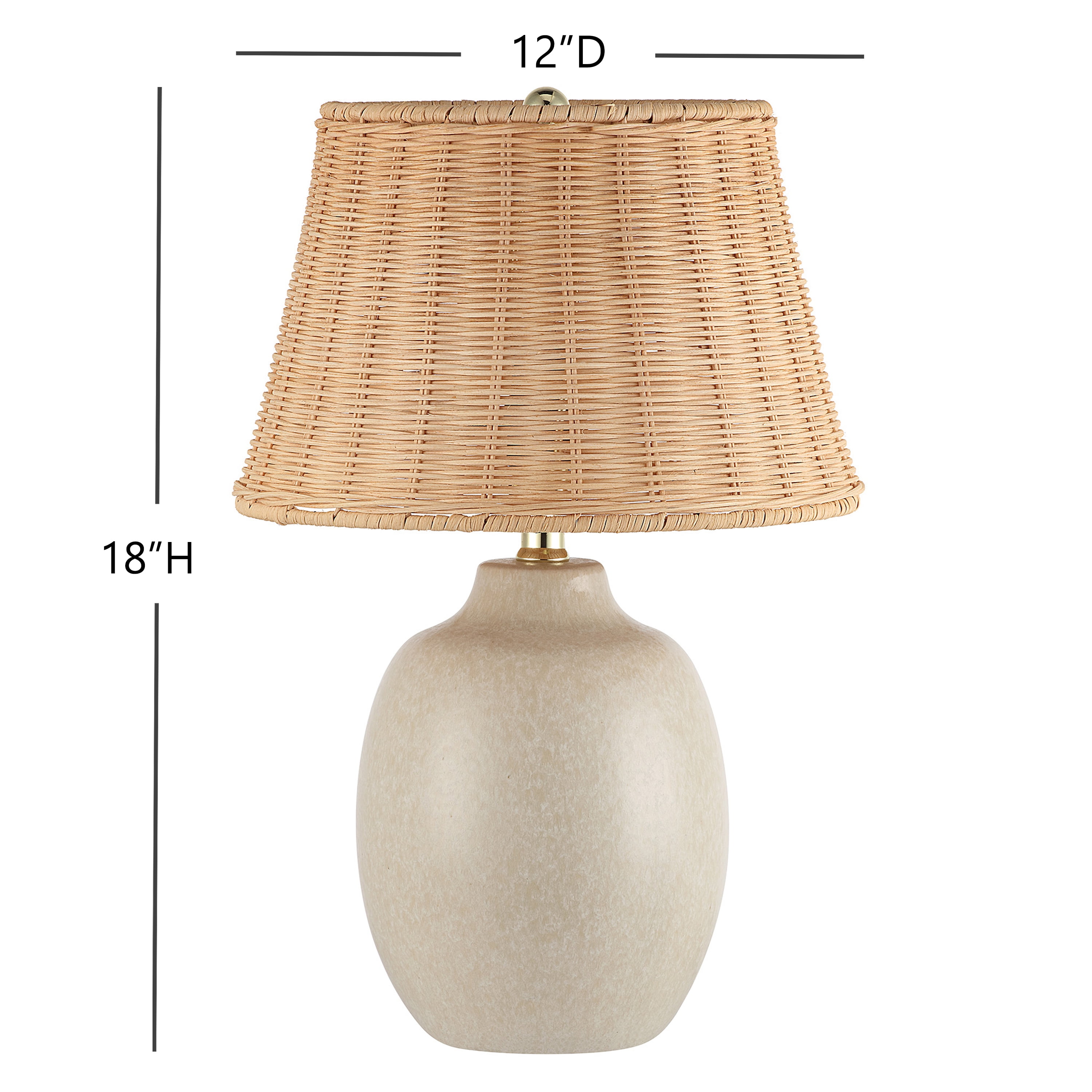 Better Homes & Gardens Ceramic Table Lamp with Natural Rattan Shade (Cream, 18 in) i5kof