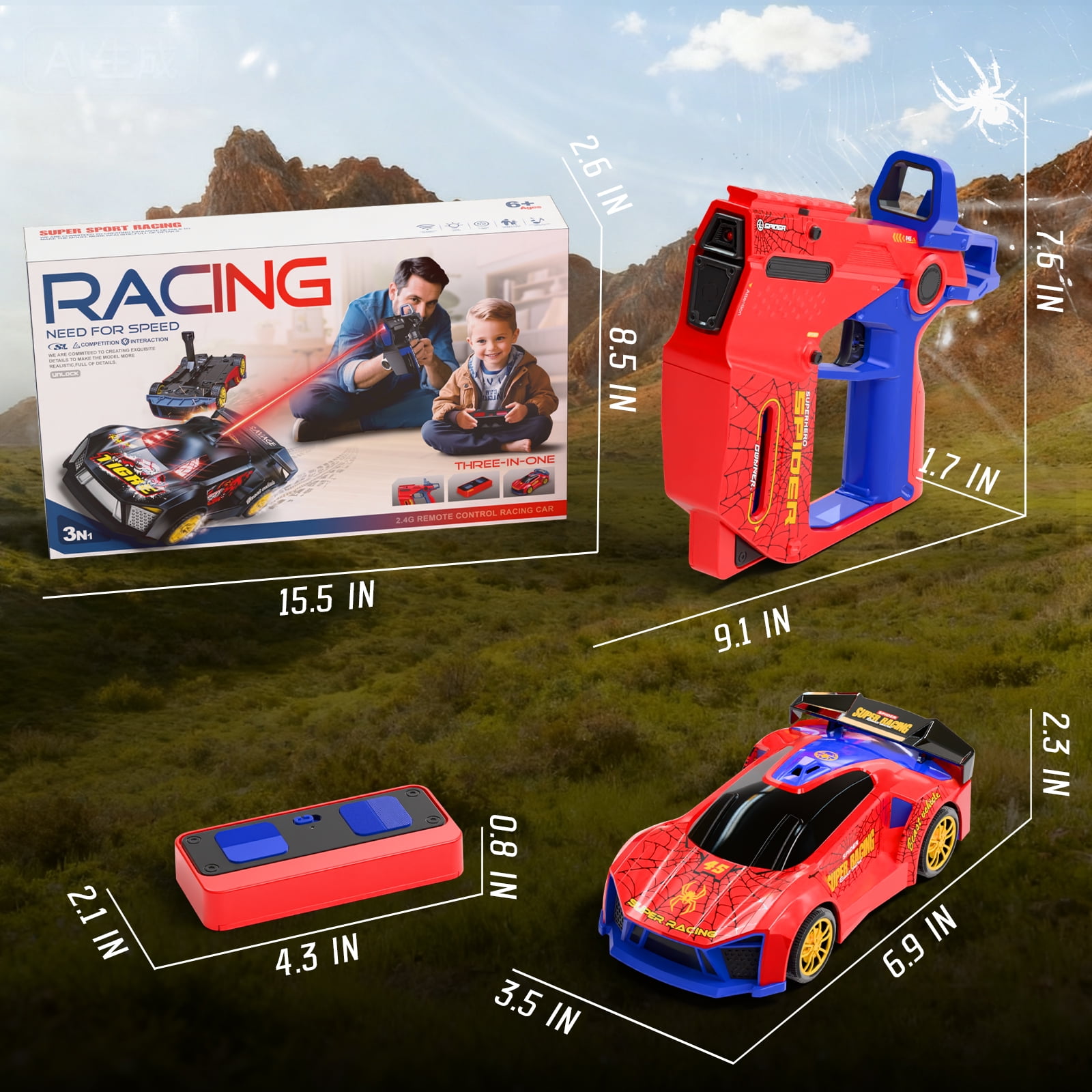 HNZENBW Remote Control Drift Car with Dual Remote Controls and Interactive Infrared Shooting (Red, 6.9 in x 3.5 in x 2.4 in) rd7j7