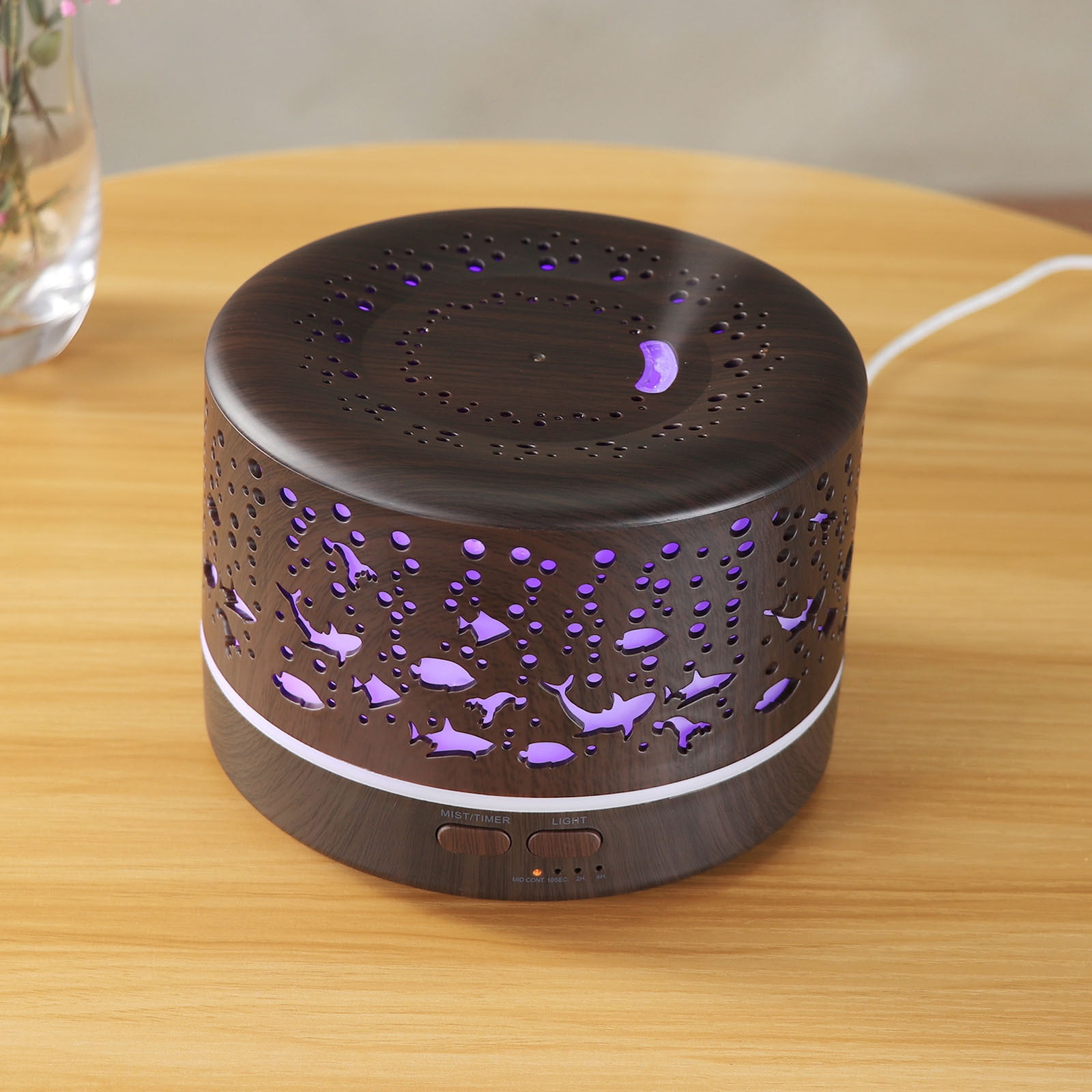 Huayishang Aromatherapy Diffuser with Remote Control, Wood Grain Ultrasonic Humidifier for Home Decor (Brown, 16.91 fl oz) 5ahz2