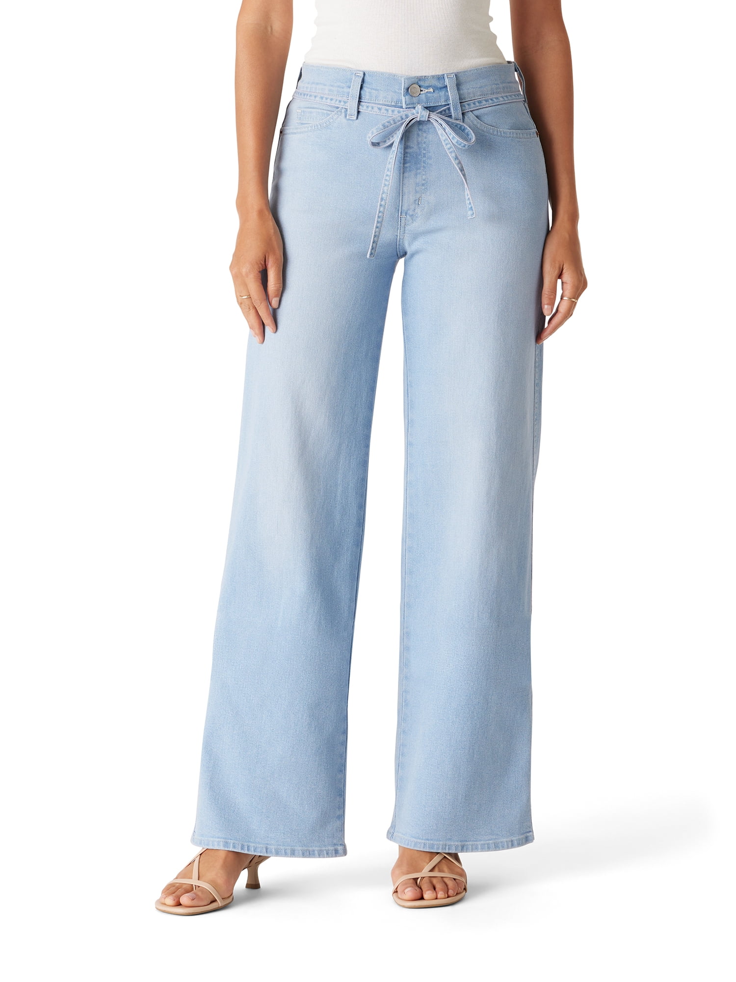 Levi Strauss Signature Women's Vintage Belted Wide Leg Denim Jeans (Blue, Size 8) mdjxn