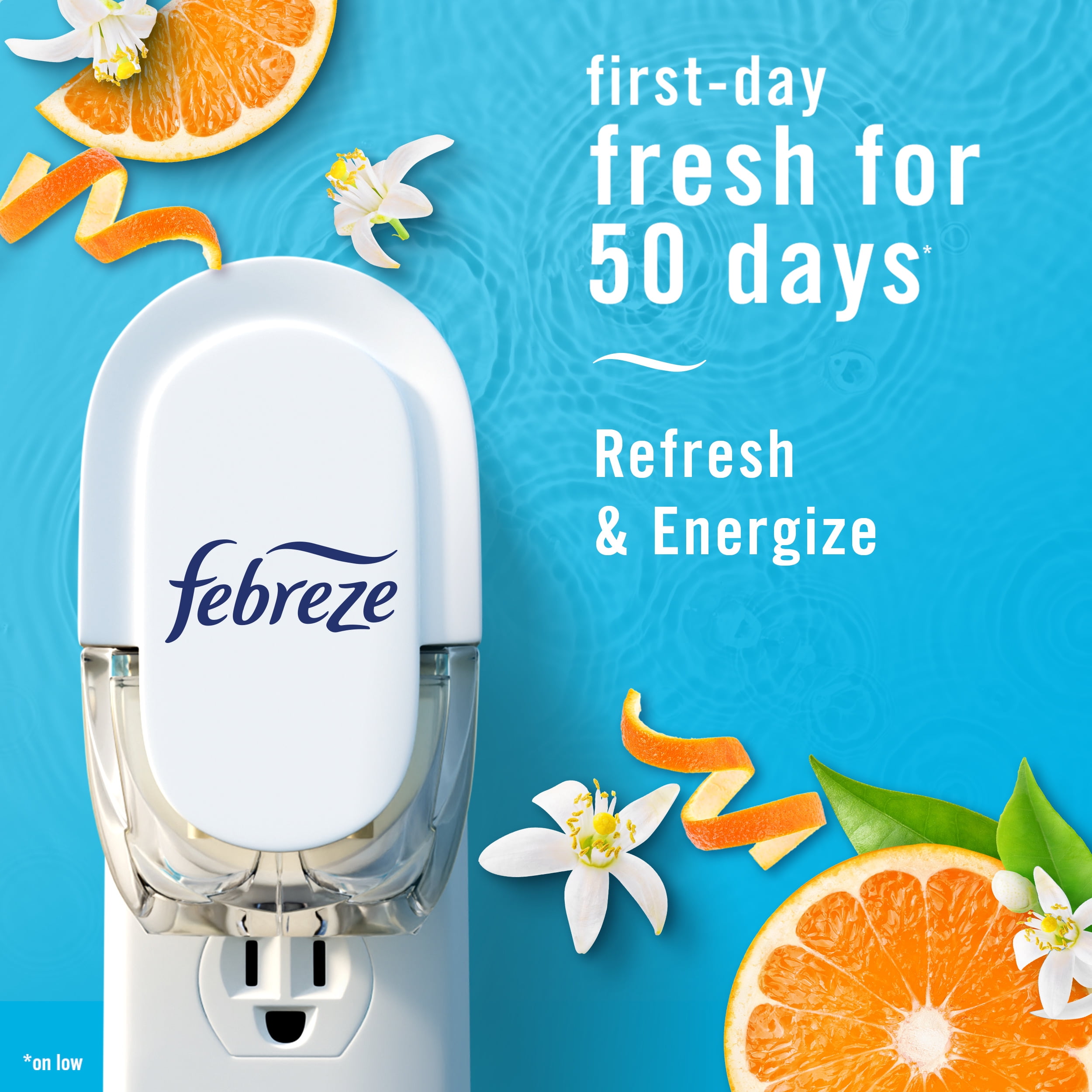 Febreze Fade Defy Plug In Air Freshener Refill, Odor-Fighting Scented Oil, Refresh & Energize (2 Count, 1.74 fl oz) qh2no