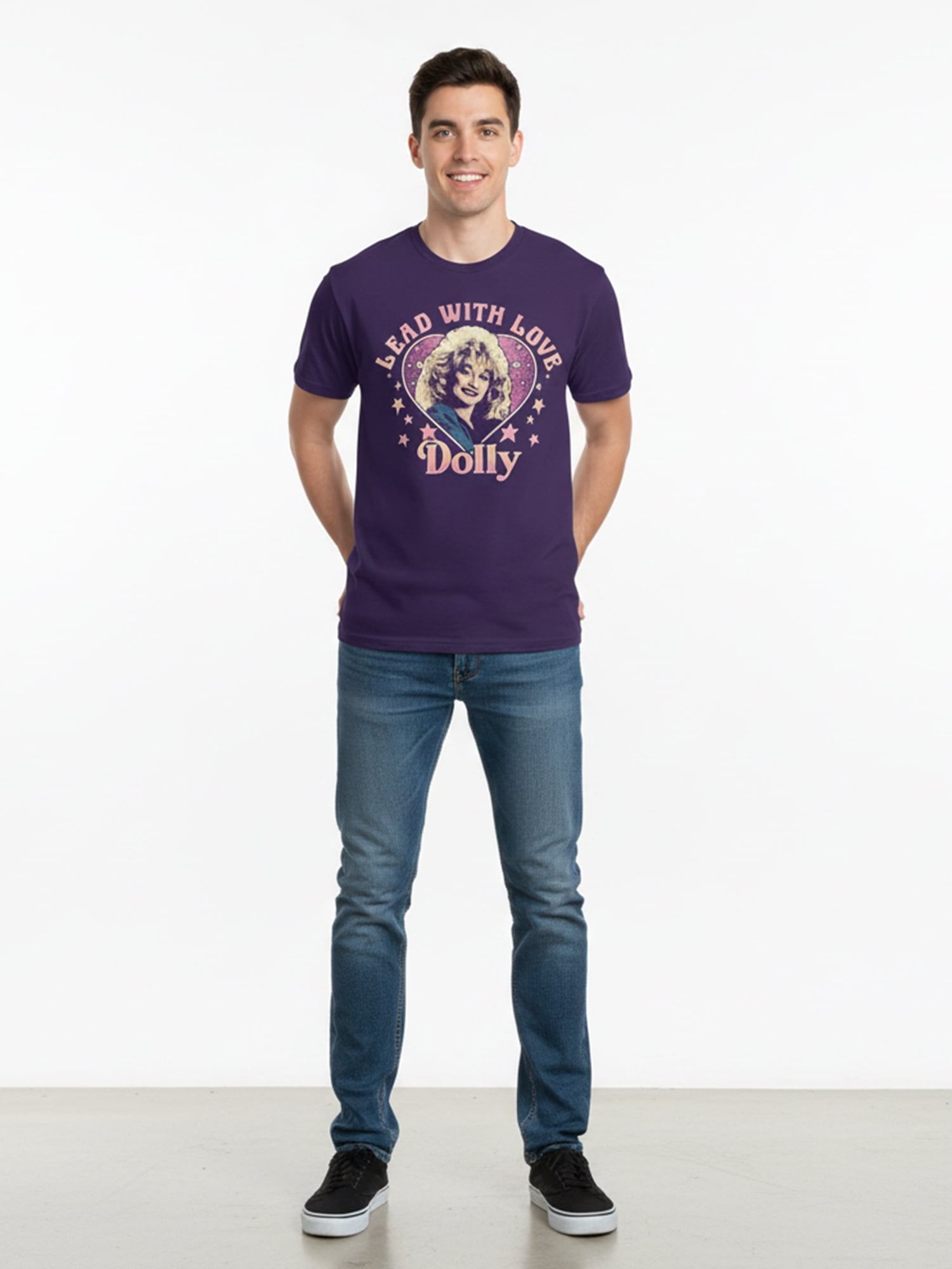 Dolly Parton Men's Pride Graphic Tee Lead With Love (Black, S-3XL) sioff