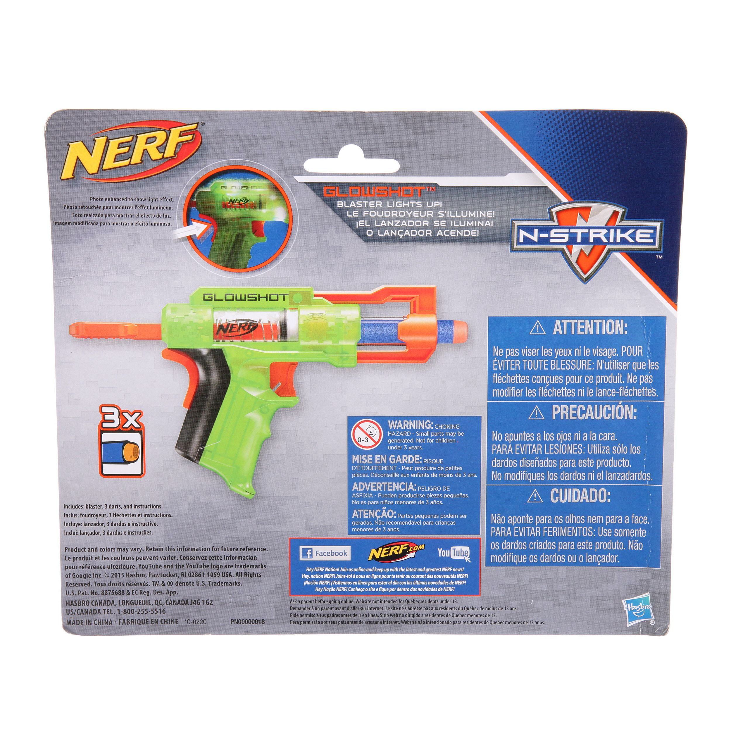 Nerf N-Strike GlowShot Blaster with Light-Up Feature (3 Darts Included) je9xk