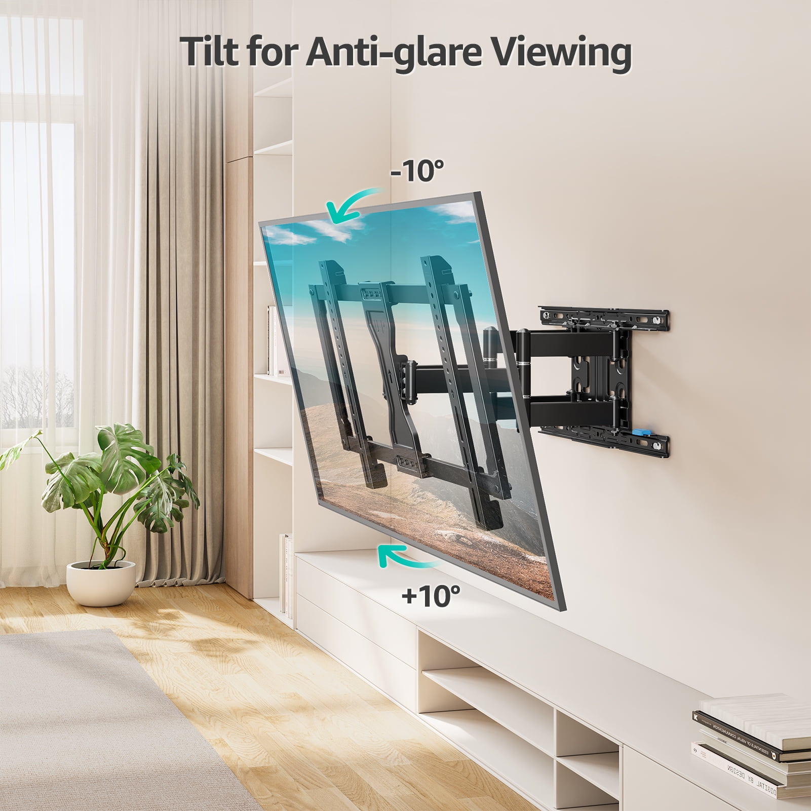 Mount Pro Heavy Duty Full Motion TV Wall Mount for 37-90 Inch Screens (Black, 132 lb) bbvuc