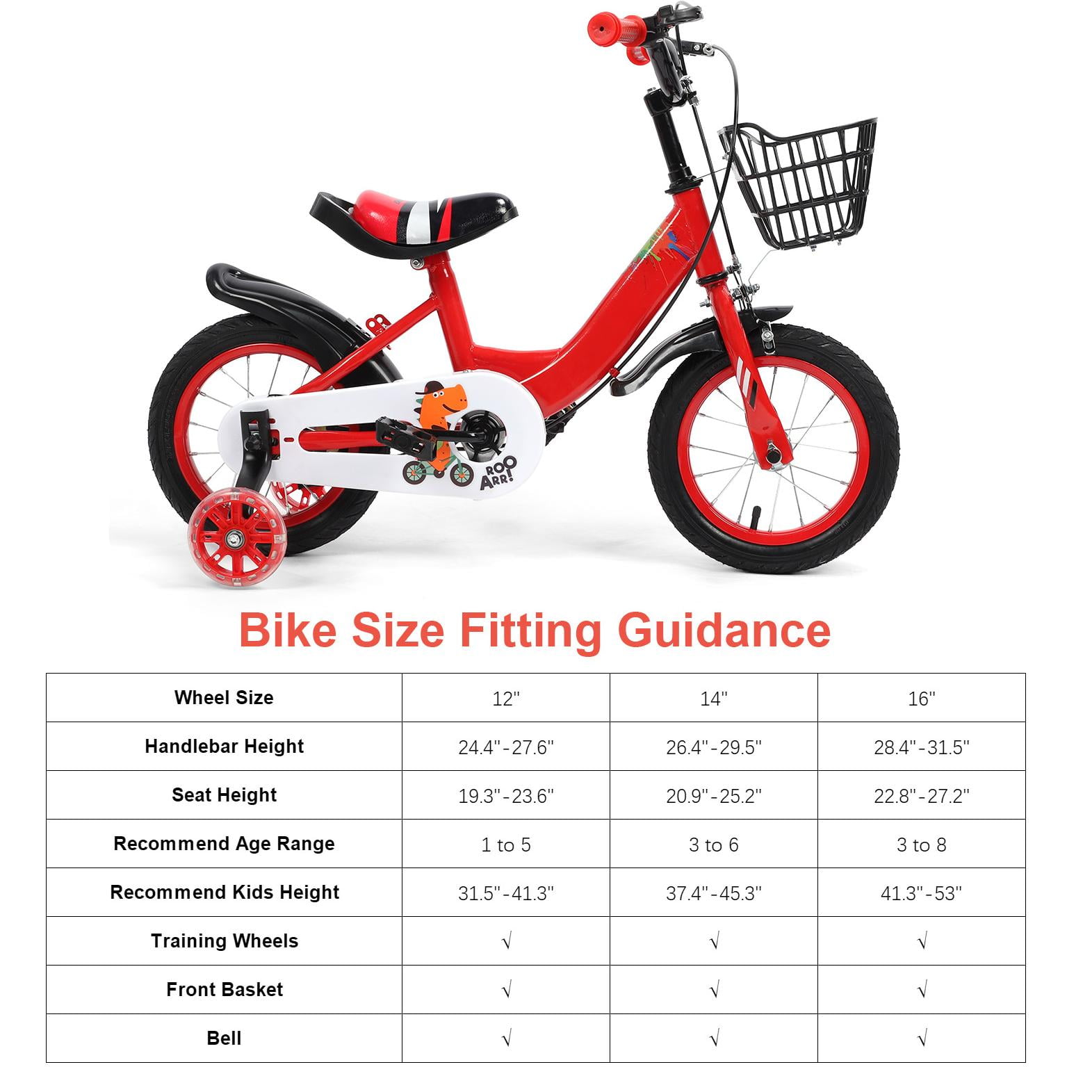 Eotvia Kids Bike with Training Wheels (Red, 12 in) hkvsa