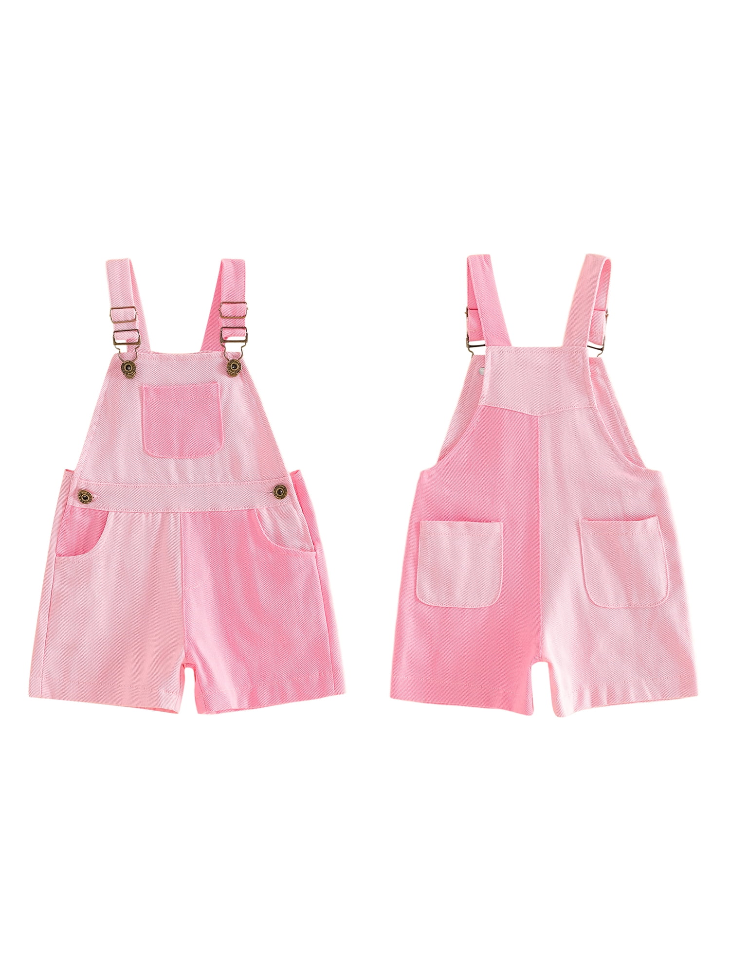 Gzhioc Toddler Overall Shorts Summer Jumpsuit with Pockets (Pink, 2T) svcbc