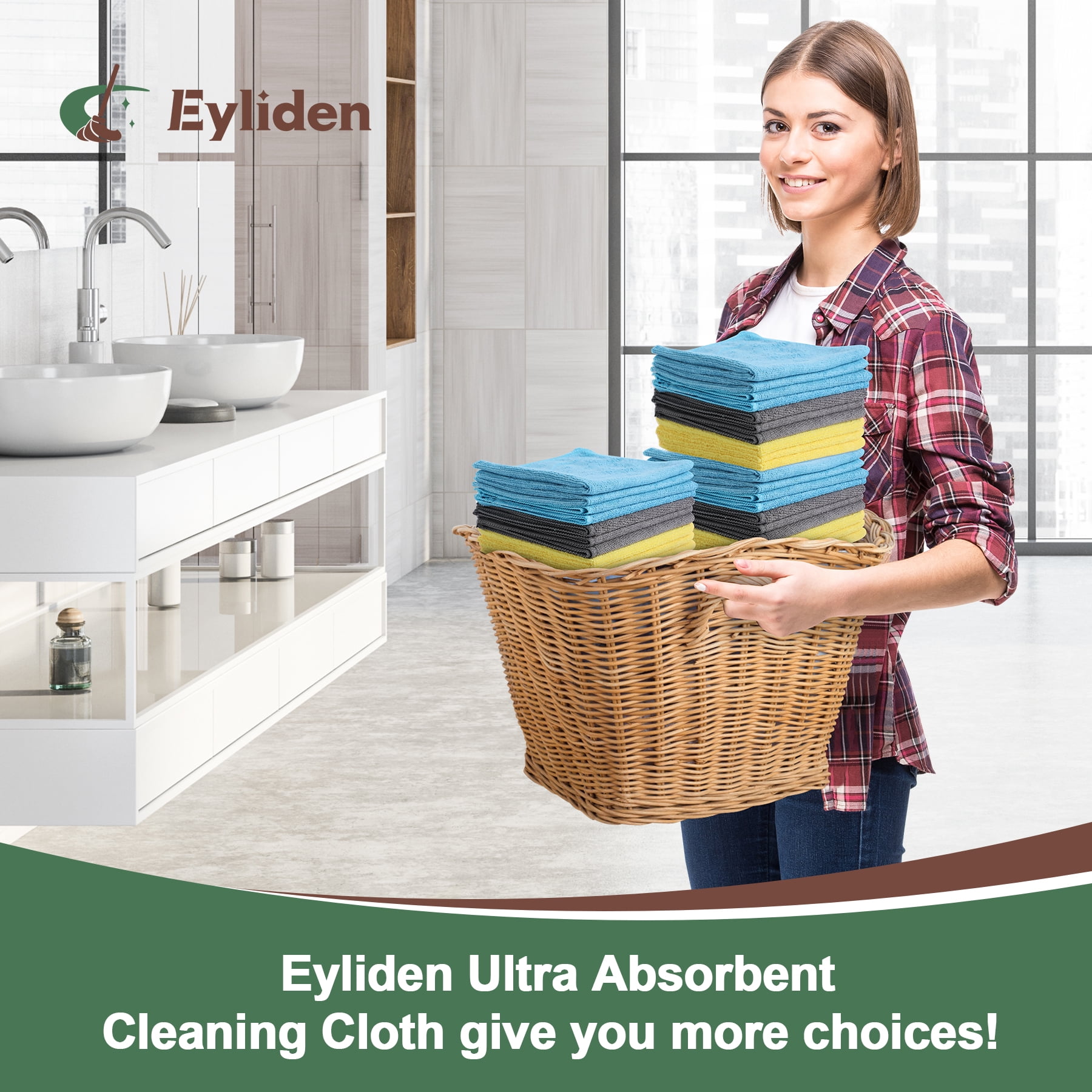 Eyliden Microfiber Cleaning Cloths for Kitchen and Car, Non-Linting and Washable (Multi-Color, 10 Pack, 12.6 in x 12.6 in) lruip
