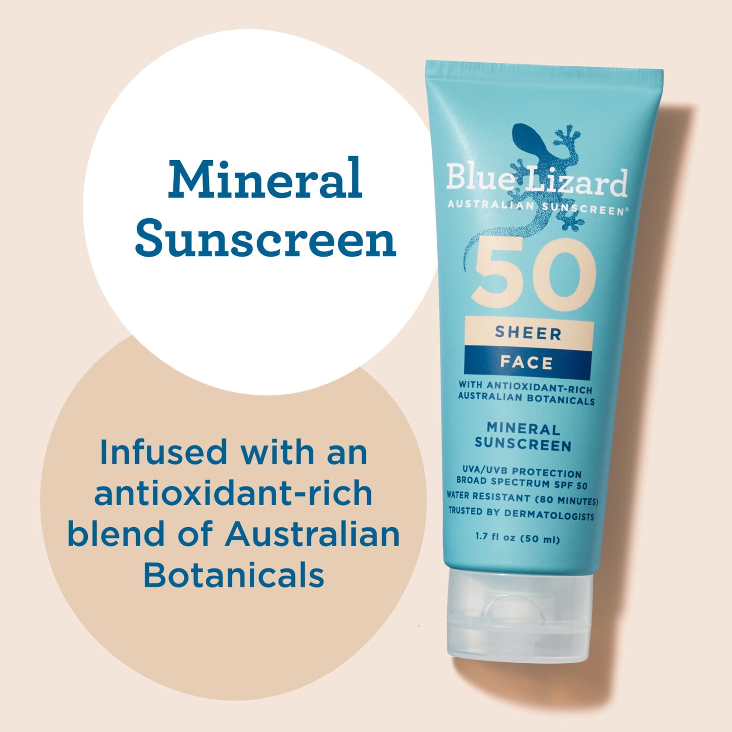 Blue Lizard Sheer Face Mineral SPF 50 Sunscreen Lotion (Clear, 1.7 fl oz) 6rpse