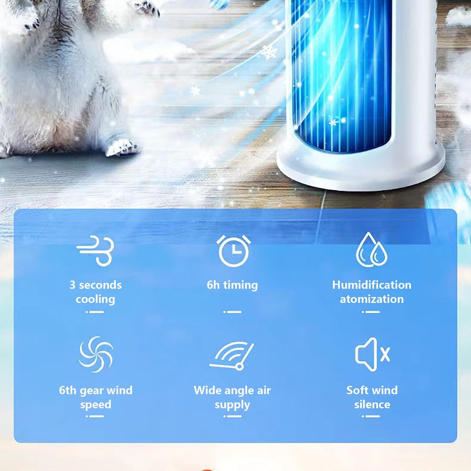 Dofurz Portable Air Conditioner for Bedroom, 5-Speed Desktop Cooling Fan with Ice Lattice (White, 1 Unit) s58z8