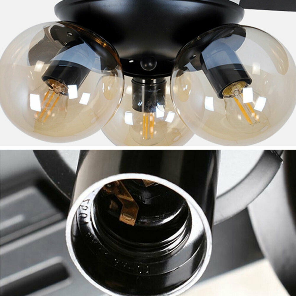 Oukaning LED Ceiling Fan Chandelier with Wooden Blades and Remote Control (Black, 42 in) 1blet