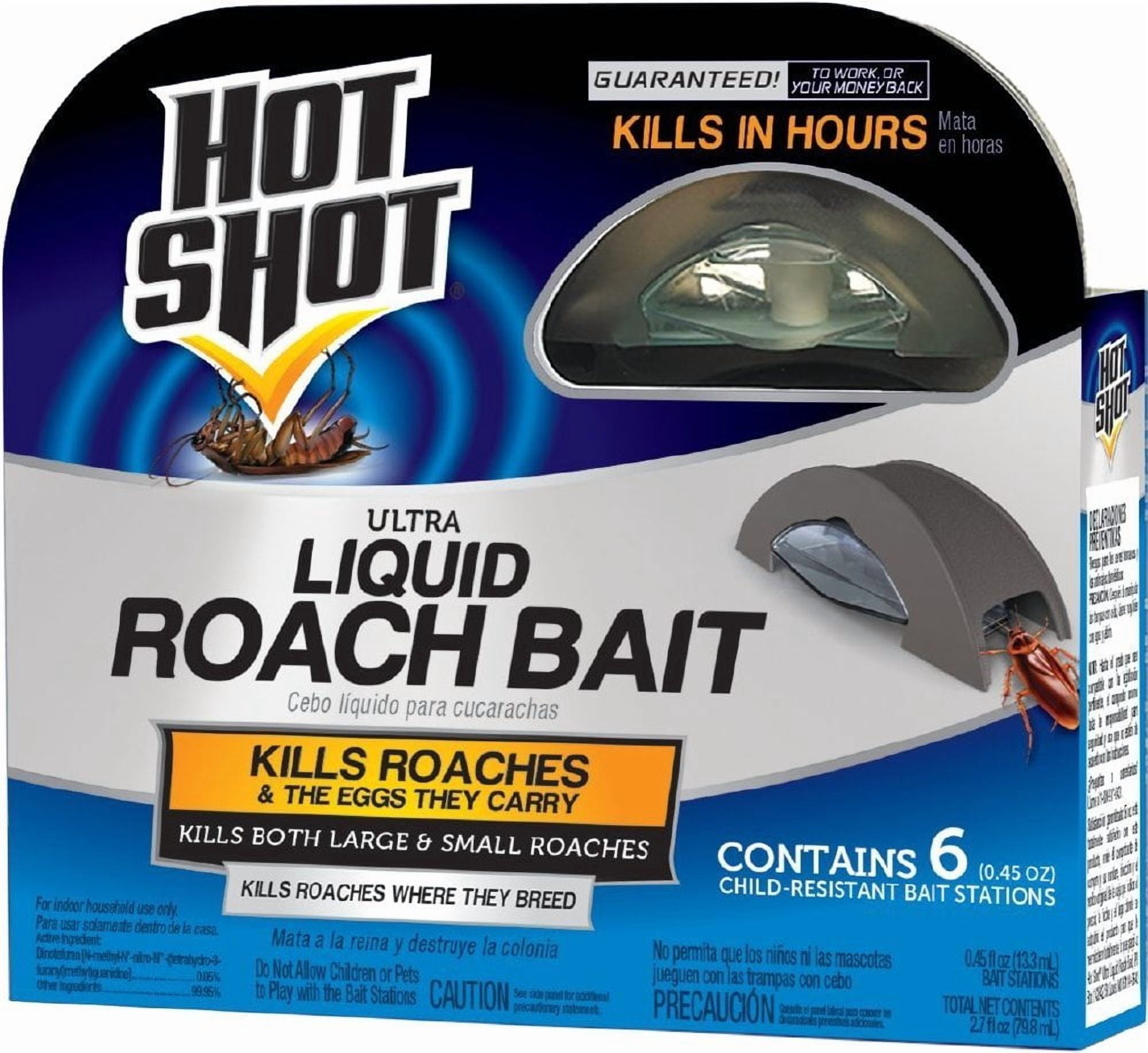 Hot Shot Liquid Roach Bait, Indoor Roach Killer, Fast-Acting Pest Control (6 Count, 0.45 oz) hc7ed