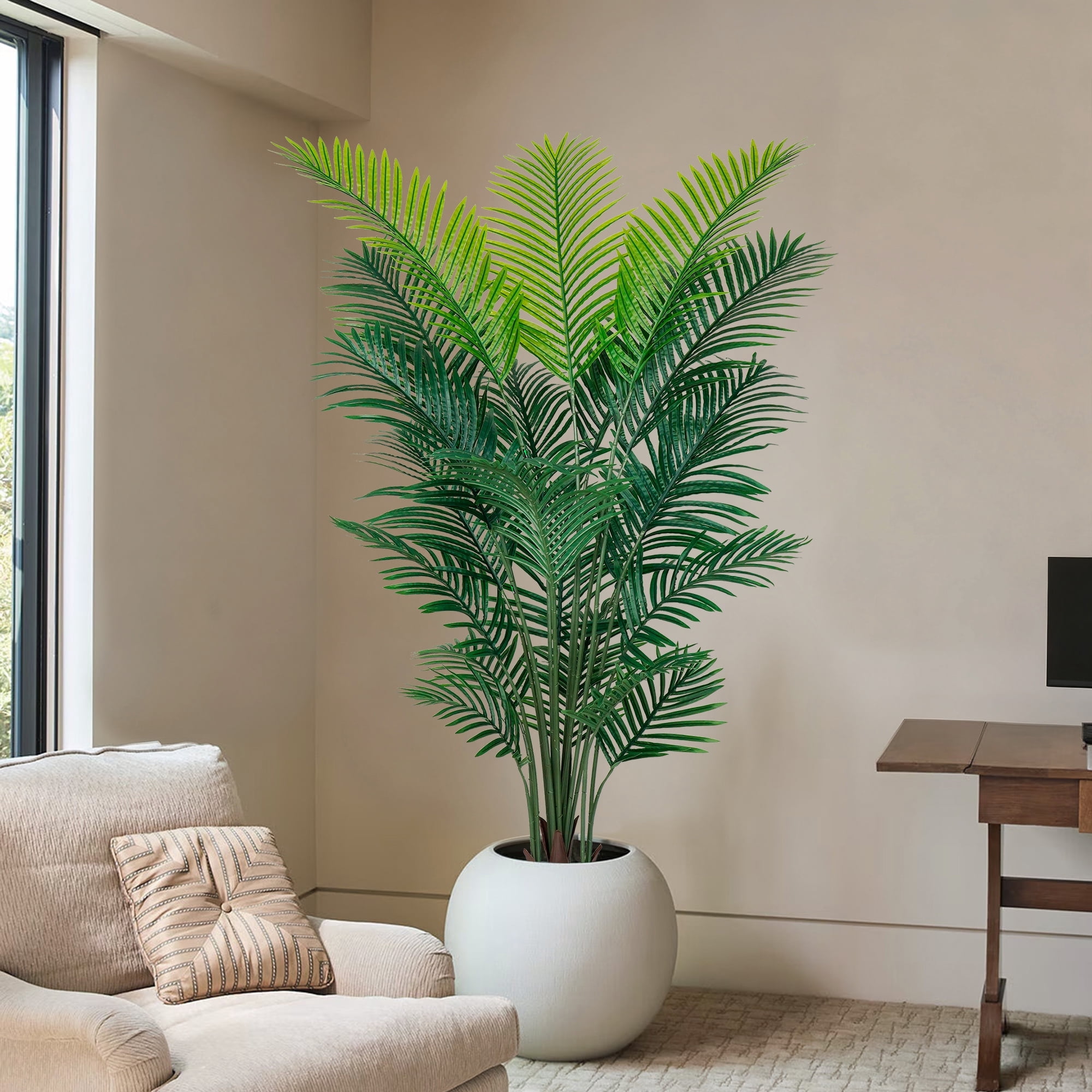 Olivivi Artificial Palm Tree 6ft Tall Faux Silk Plant for Home and Office Decor (Green, 6 ft) 5fr0e