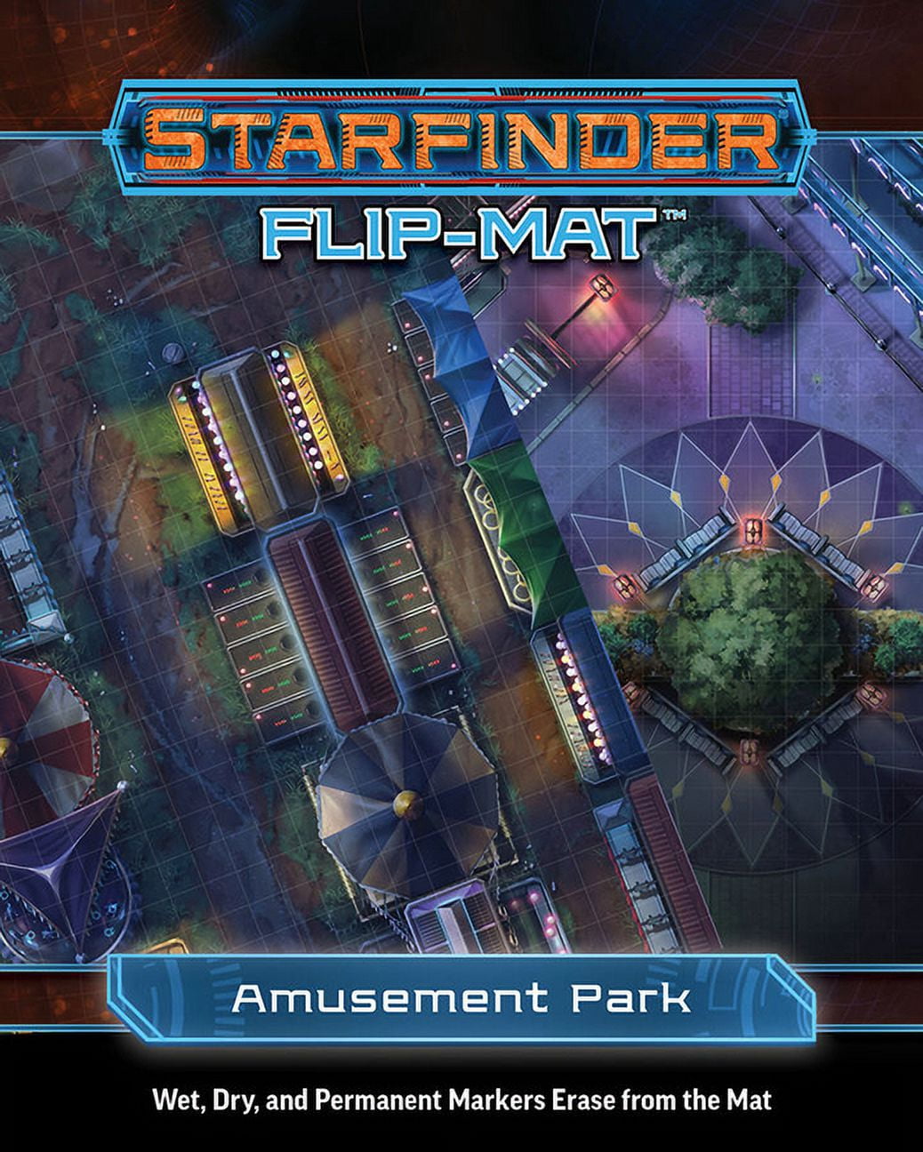 Damien Mammoliti Starfinder Flip-Mat Amusement Park Tabletop RPG Map (24 in x 30 in) hyvwn