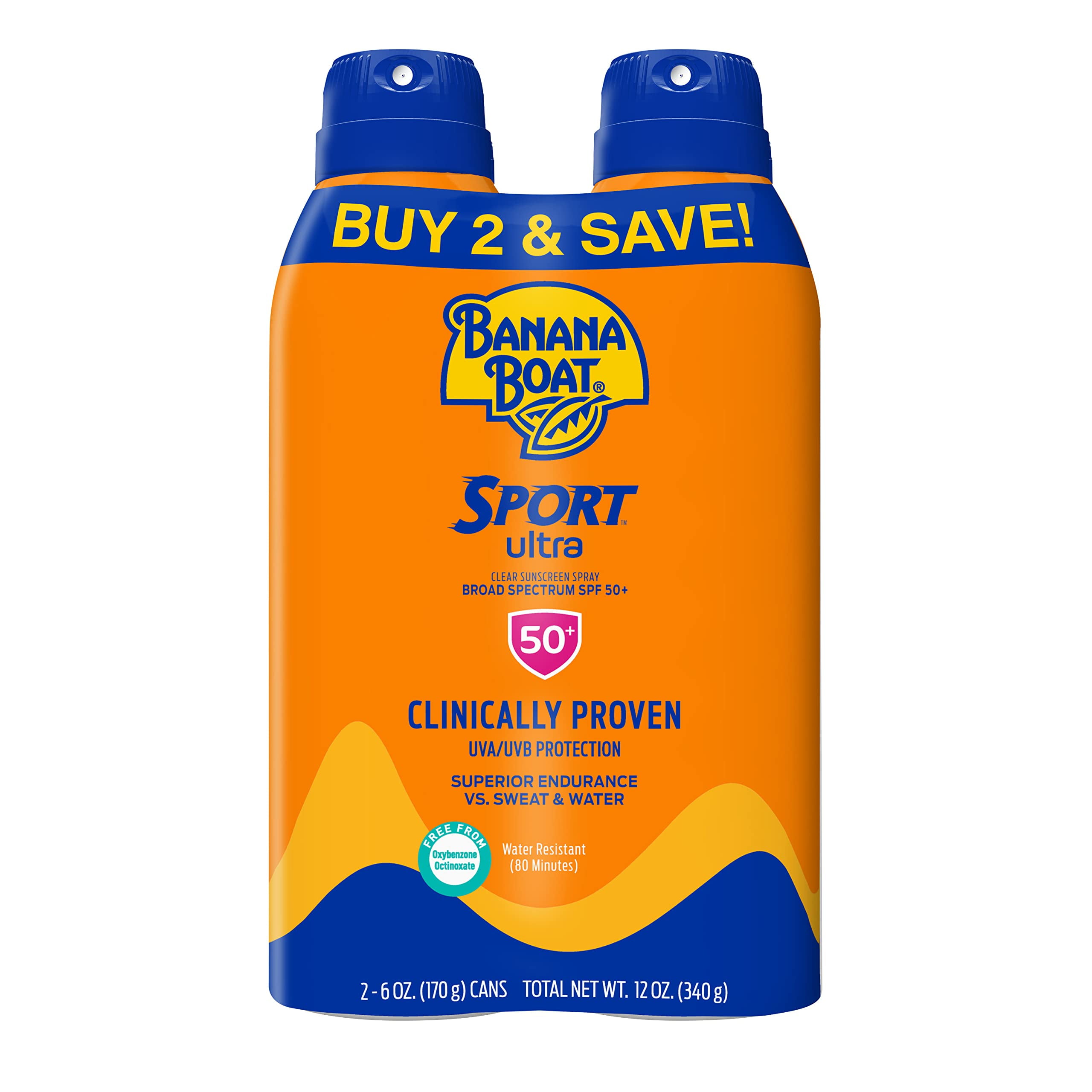 Banana Boat Sport Ultra SPF 50 Sunscreen Spray (Water Resistant, 12 oz Twin Pack) 5hyl9