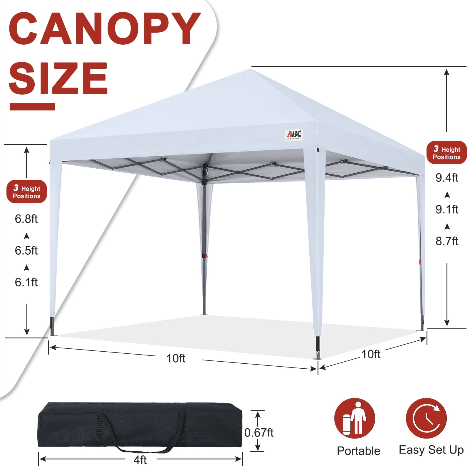 ABCCANOPY 10 ft x 10 ft Outdoor Pop-up Canopy Tent with UV Protection (White, 10 ft x 10 ft) jksx9