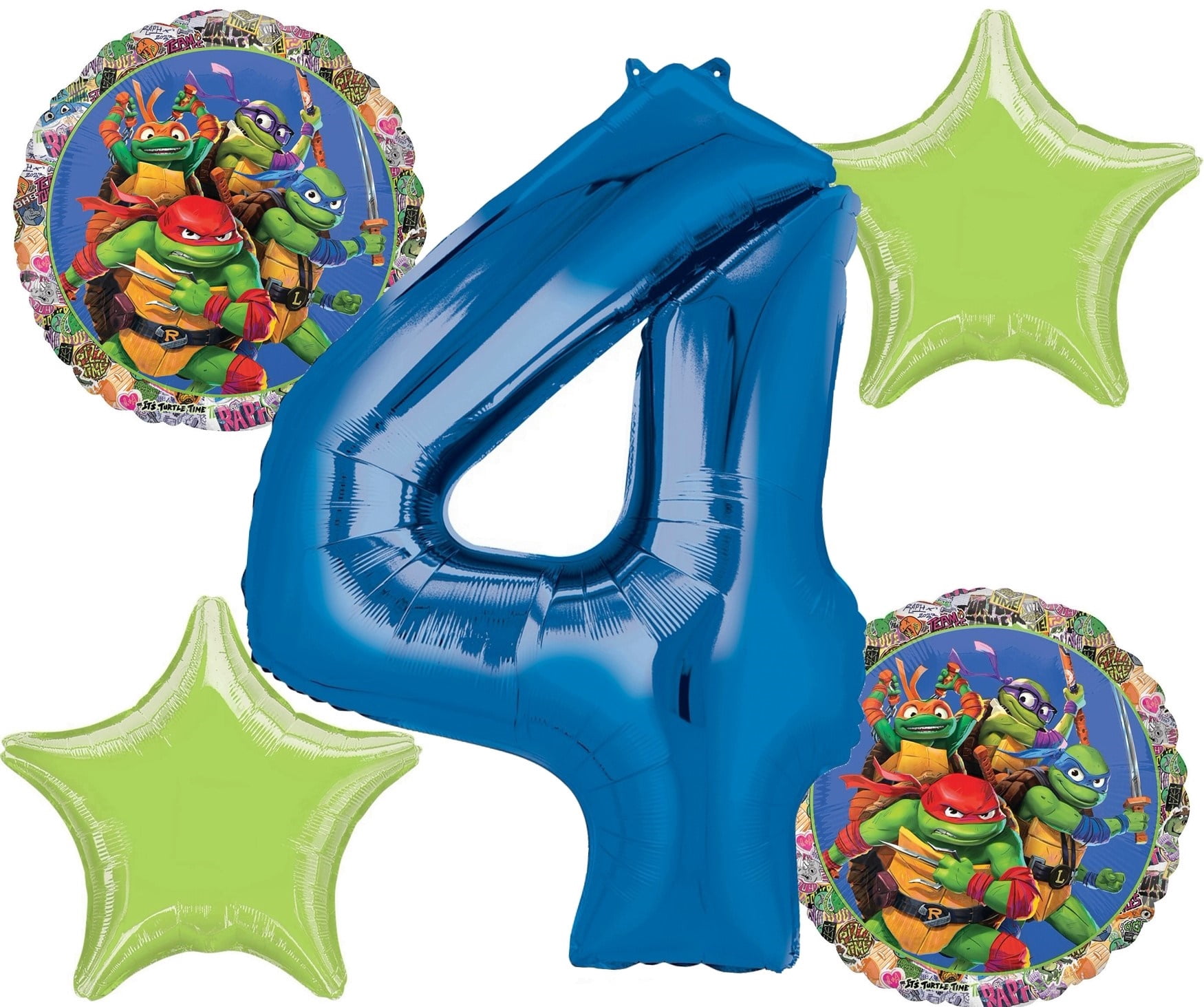 Anagram Teenage Mutant Ninja Turtles Balloon Bouquet (4th Birthday, 5 pcs) iv33n