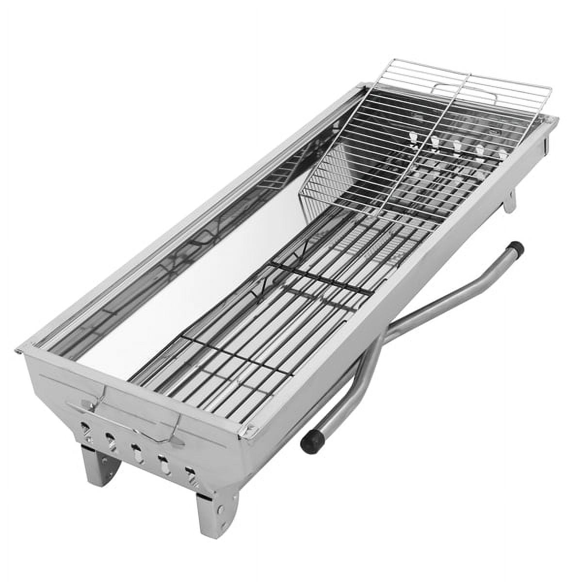 AsterOutdoor Portable Stainless Steel Grill, Lightweight Outdoor Camping BBQ Stove with Anti-Scald Handle (Silver, 15.7 in x 11.8 in) 9ky87