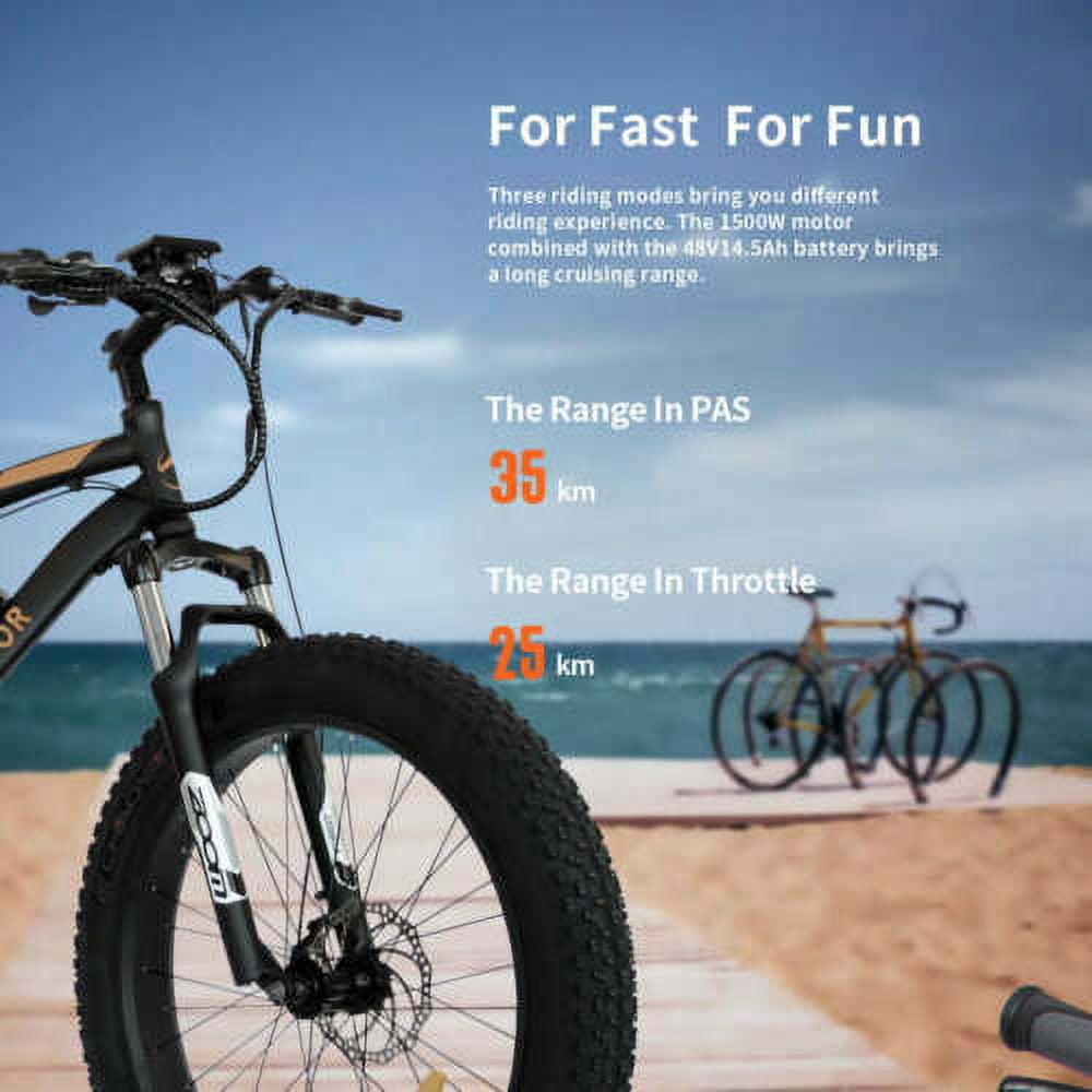 Aostirmotor Electric Mountain Bike, 750W Motor 48V 13Ah Removable Battery, 26 in Fat Tire Ebike for Adults (Black) xpx44