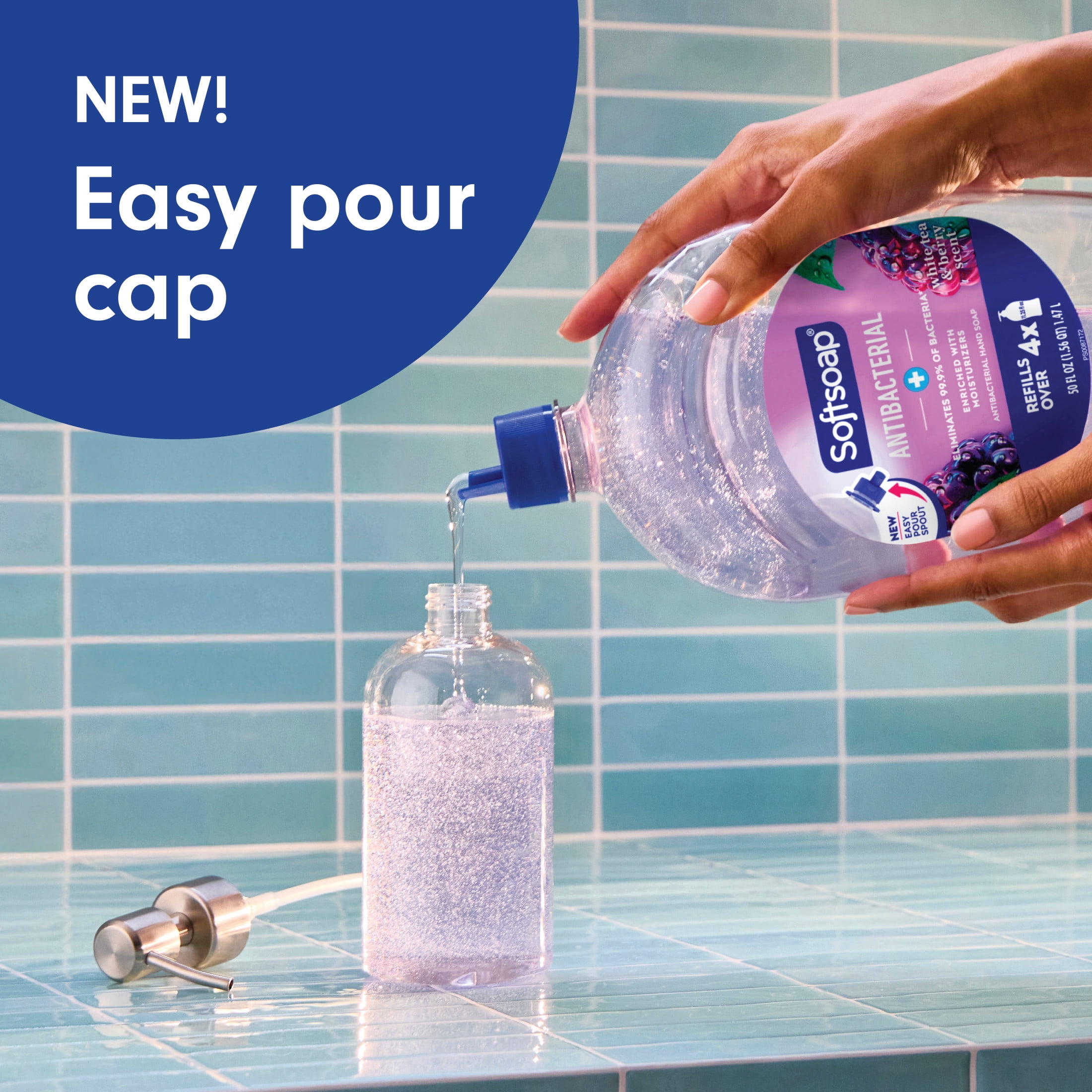 Softsoap Antibacterial Liquid Hand Soap, Moisturizing Formula with White Tea and Berry Scent (White, 50 fl oz) 4e9n3