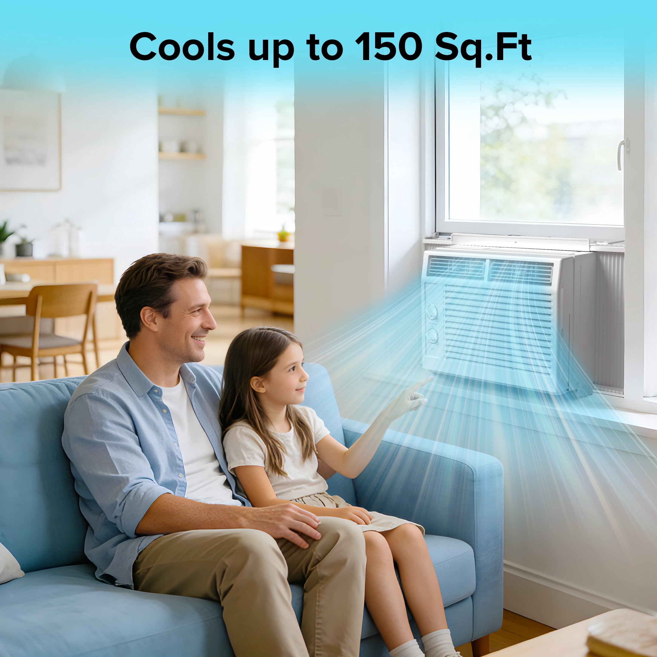 KissAir 5000 BTU Window Air Conditioner for Small Rooms (White, 150 sq.ft) dnsam