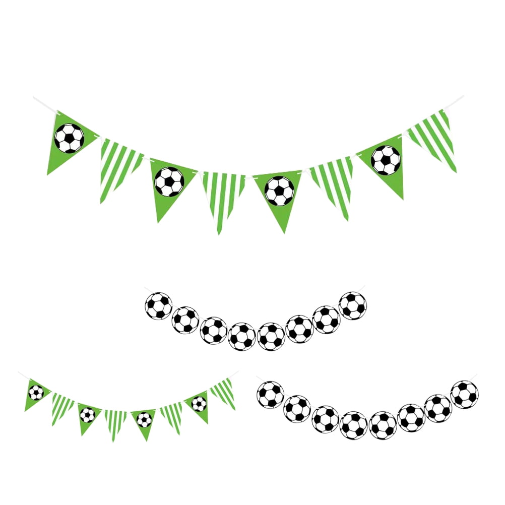 Hemoton Soccer Party Pennant Banner Set (4-Piece Pack, Triangle Football Flags) ednv8