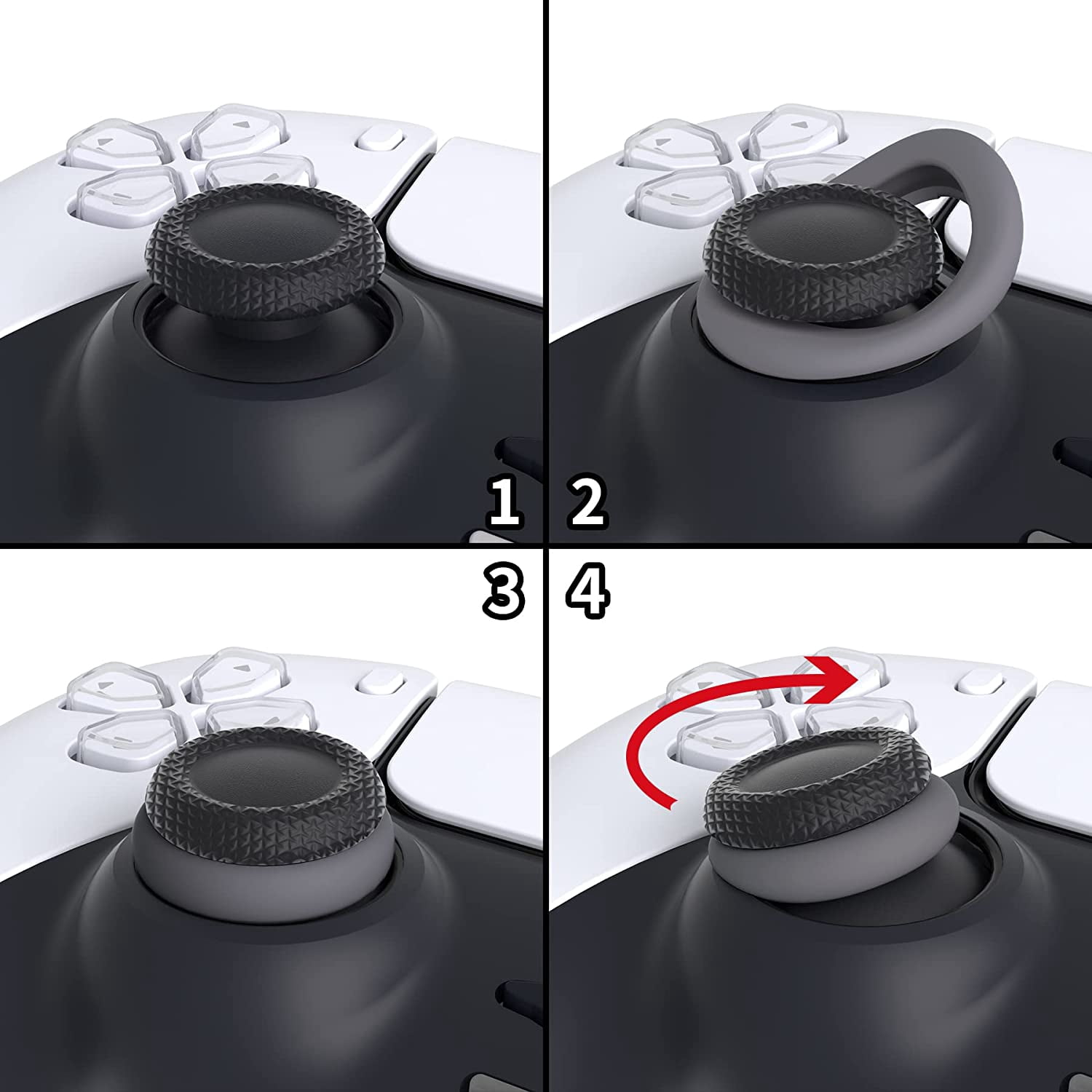 PlayVital Silicone Aim Assist Precision Rings for Gaming Controllers (Gray, Black, White, 6 Pack) 325km