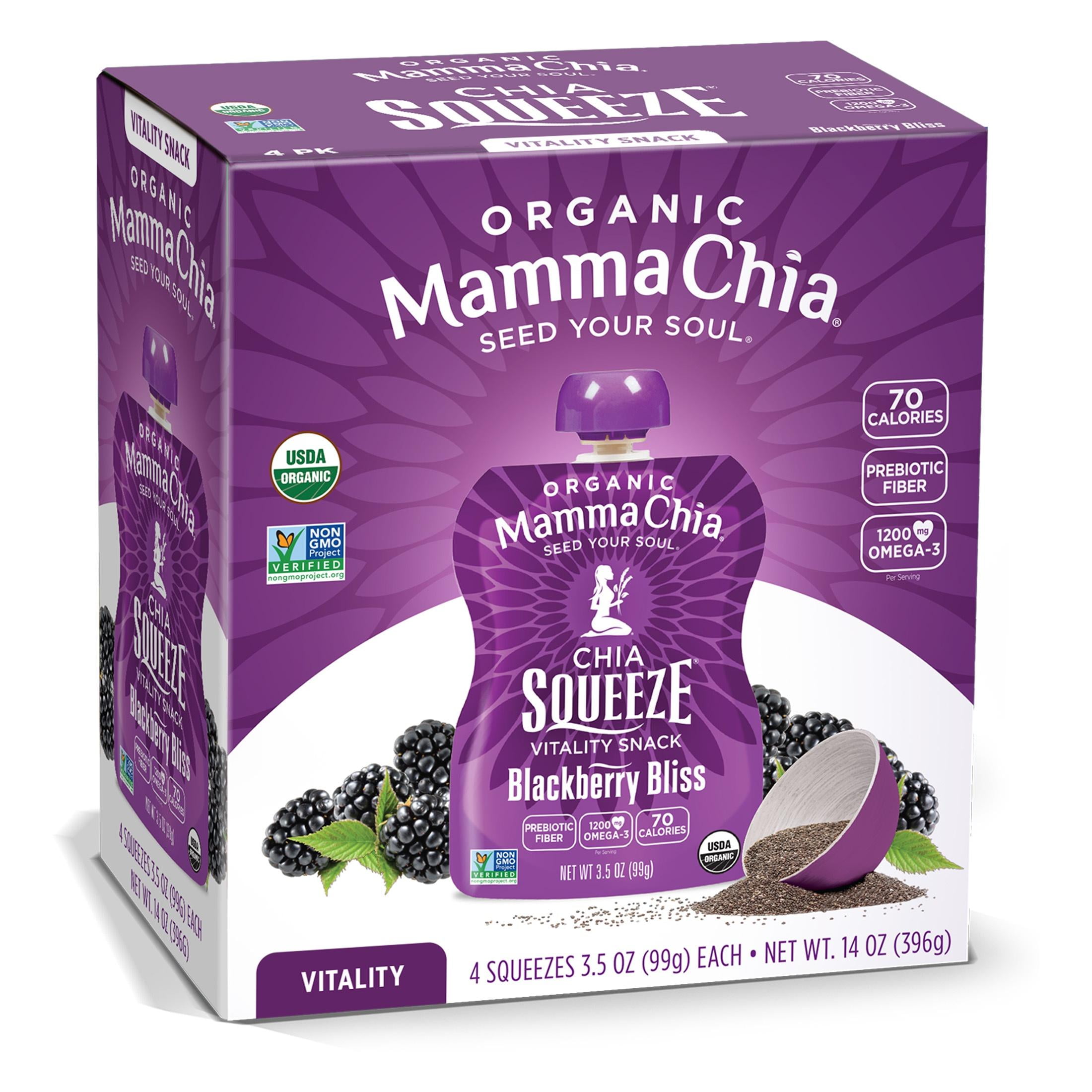 Mamma Chia Chia Squeeze Vitality Snack, Blackberry Bliss (3.5 oz, 4 Count) iz4wz