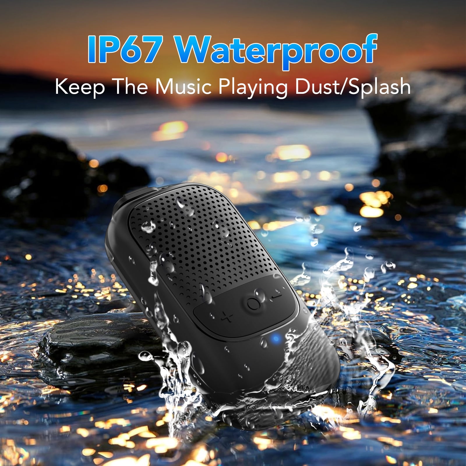 CASCHO Wearable Bluetooth Speaker Clip-On Wireless Mini Speaker (Black, 1.87 oz) e52mq