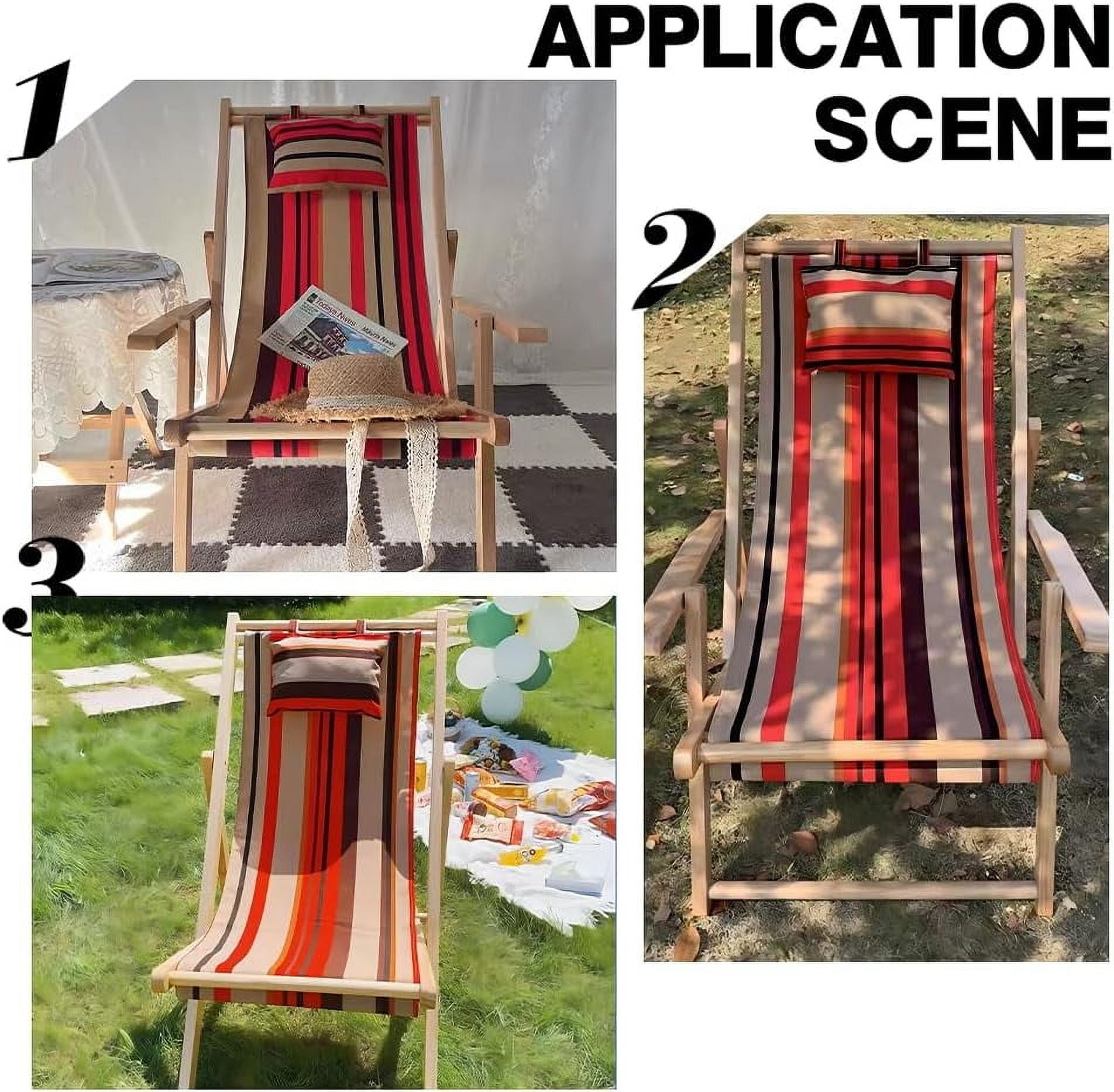 Generic Beach Sling Chair Replacement Fabric Canvas Cover (Red Stripe, 45.28 in x 16.93 in) 3pp1u