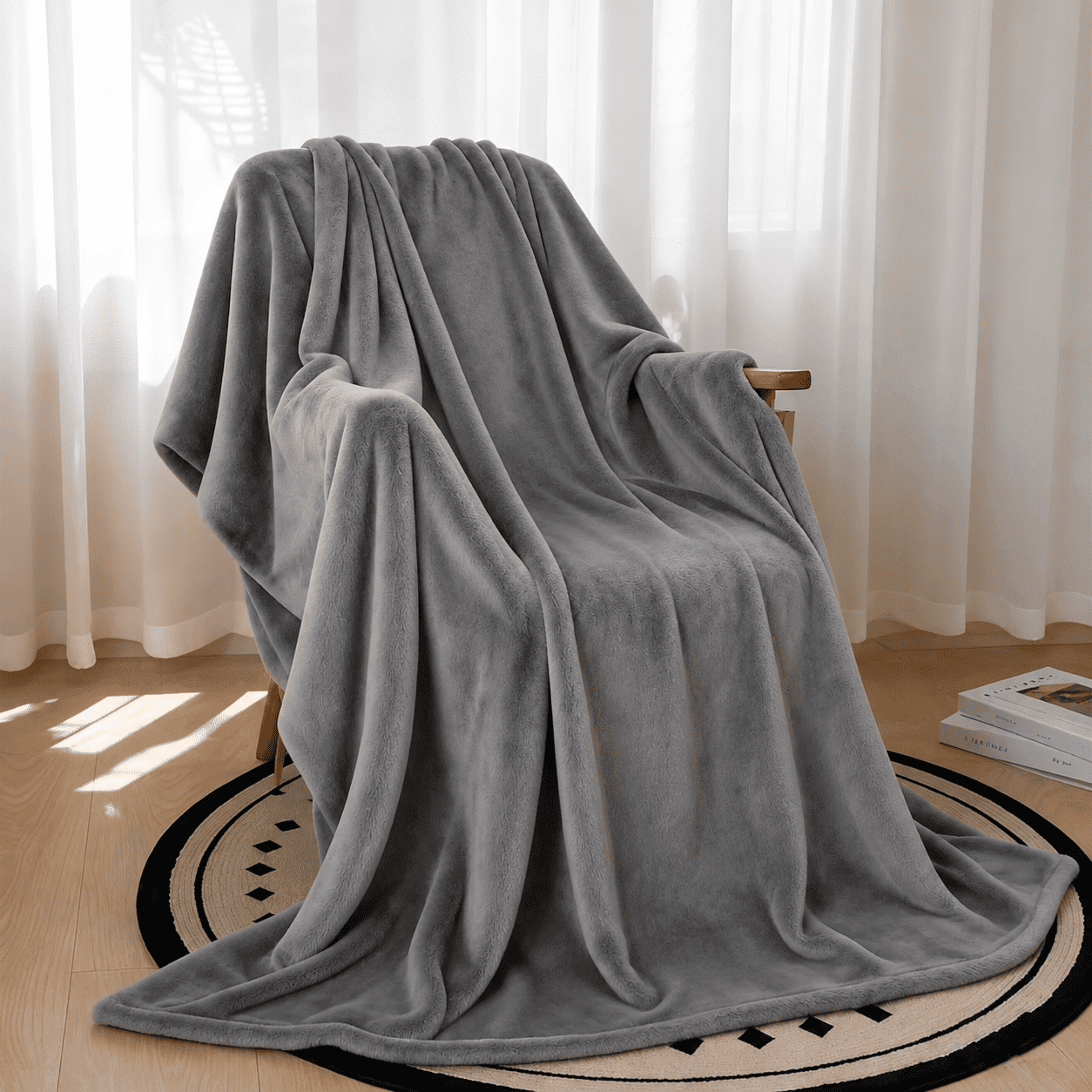 Cshidworld Lightweight Reversible Throw Blanket, Soft Microfiber Plush Bedding for Couch Sofa and Travel (Grey, 50 in x 60 in) 8gfa6