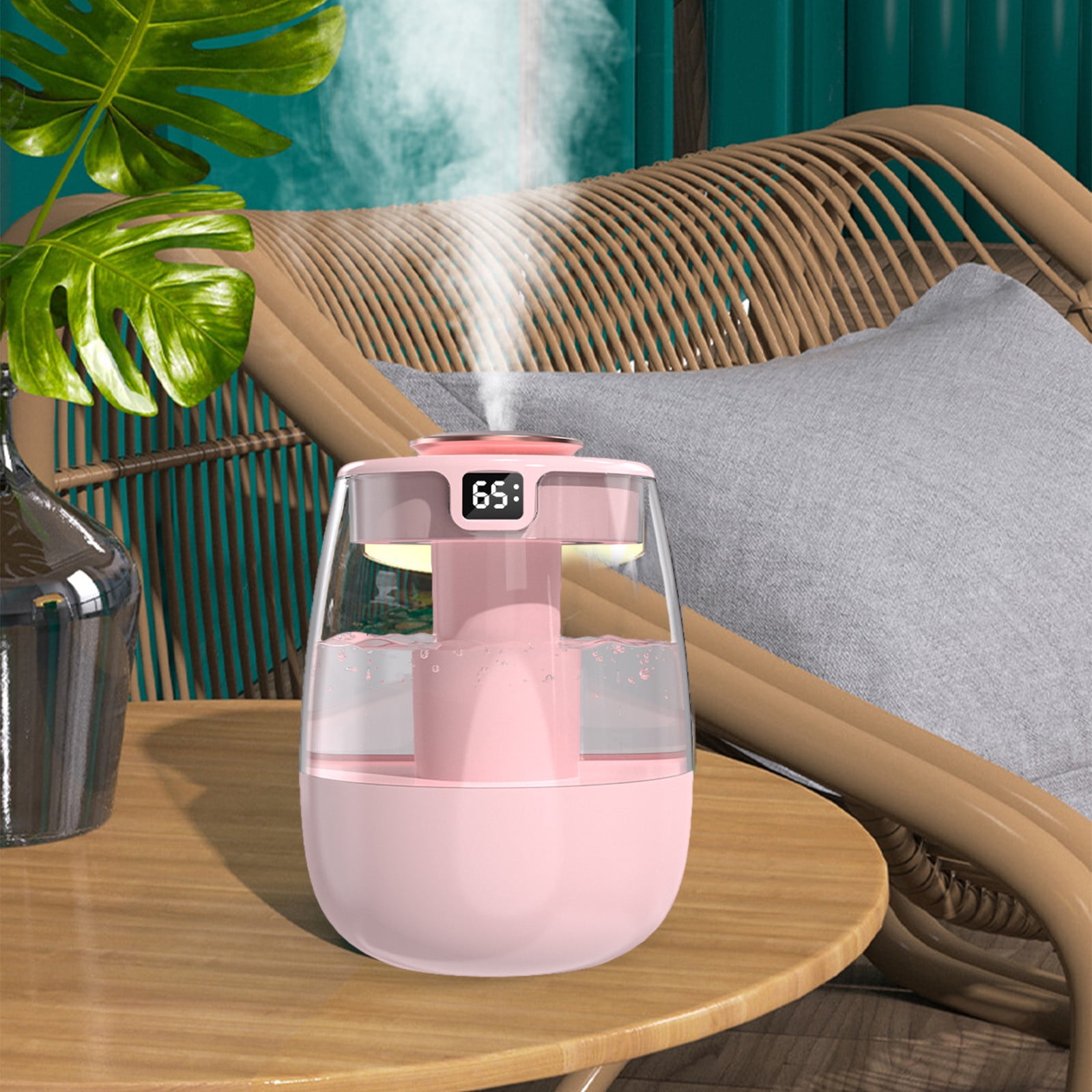 JikouIivo Ultrasonic Humidifier for Bedroom with Humidity Display and Night Light (Pink, 67.6 fl oz) lan4m