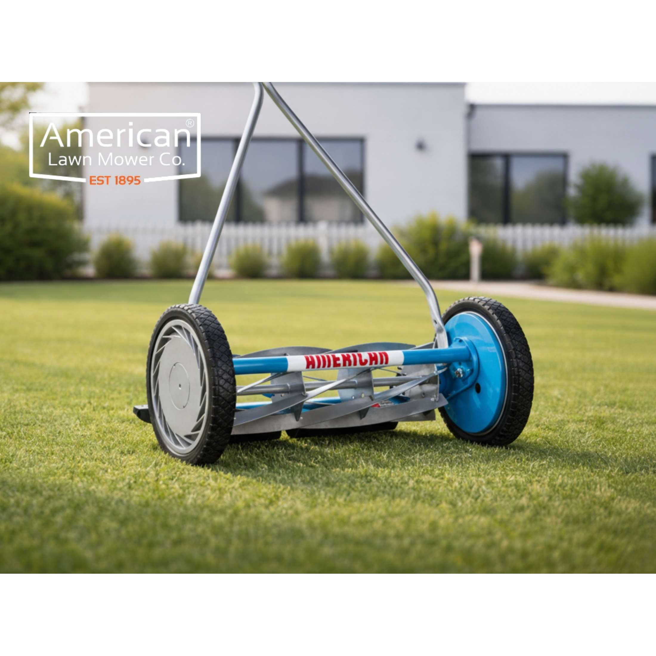 American Lawn Mower 16-Inch 7-Blade Reel Push Lawn Mower with T-Handle and Sharpener (Blue, 16 in) o5j5u