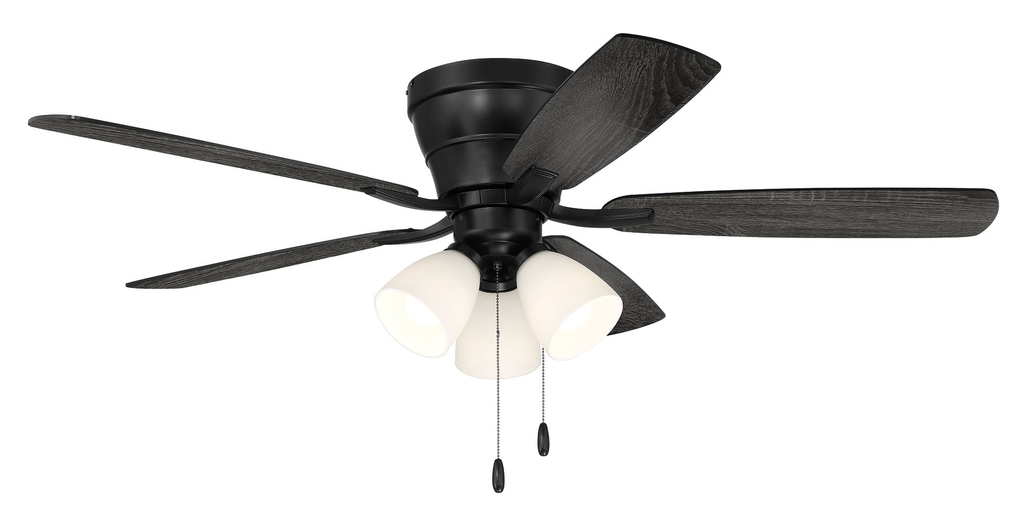 Craftmade Wheeler 5-Blade Flush Mount Ceiling Fan with Integrated Light (Flat Black, 52 in) xr8mh