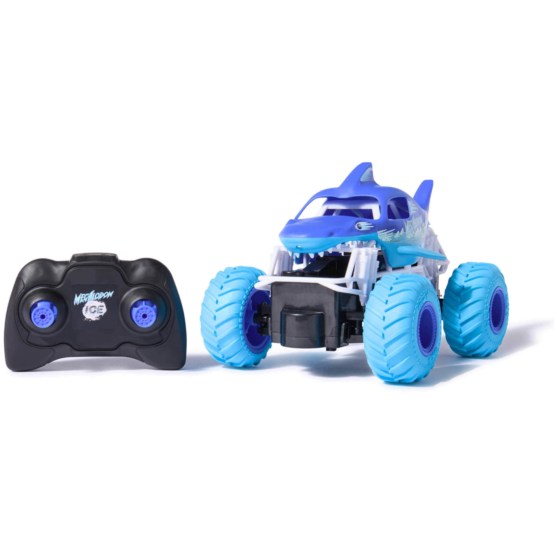 Monster Jam Megalodon Ice RC Monster Truck, Remote Control Off-Road Vehicle (Blue, 1:24 Scale) 3xwjs