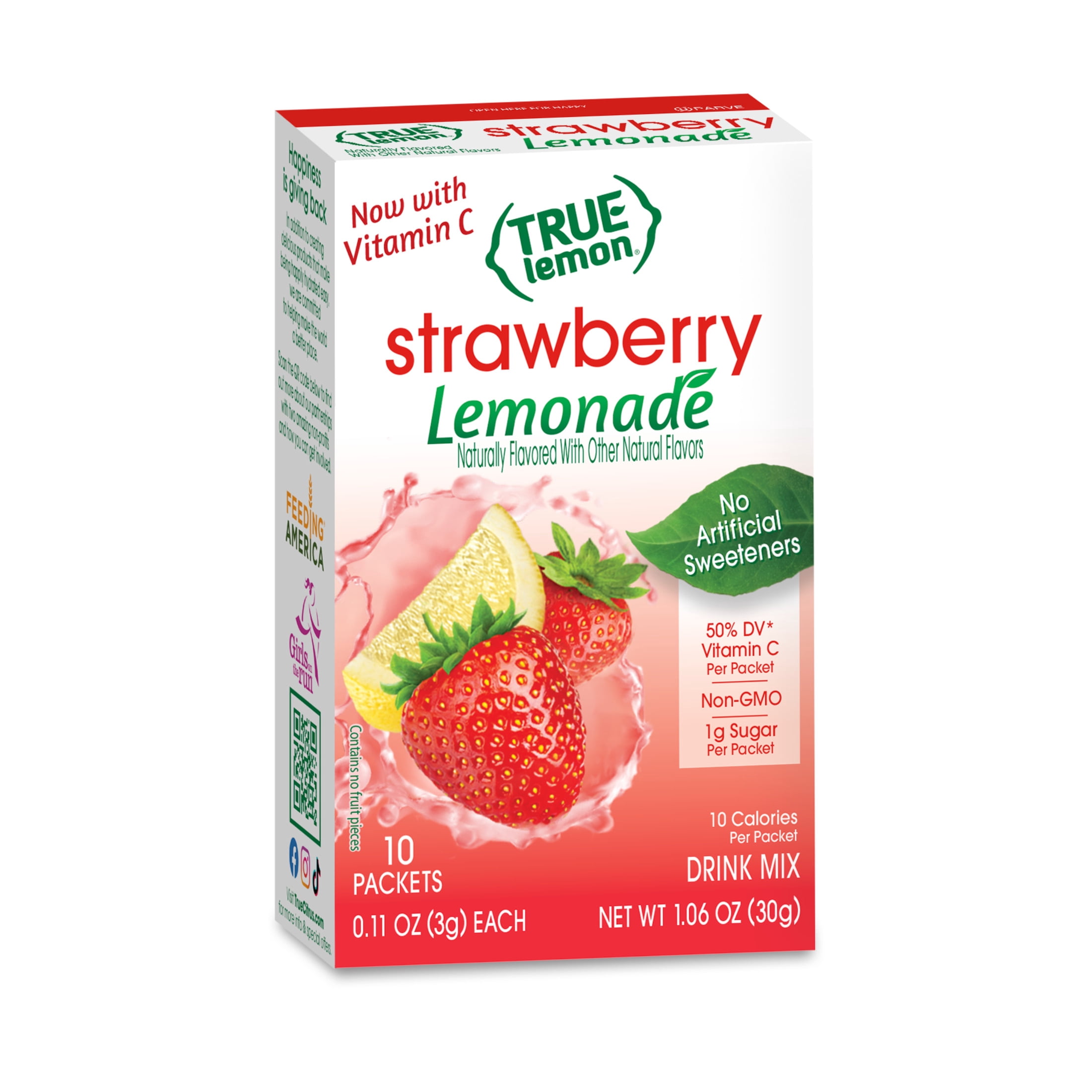True Lemon Strawberry Lemonade Drink Mix Powder (10 Count, 1.06 oz) zt6q9