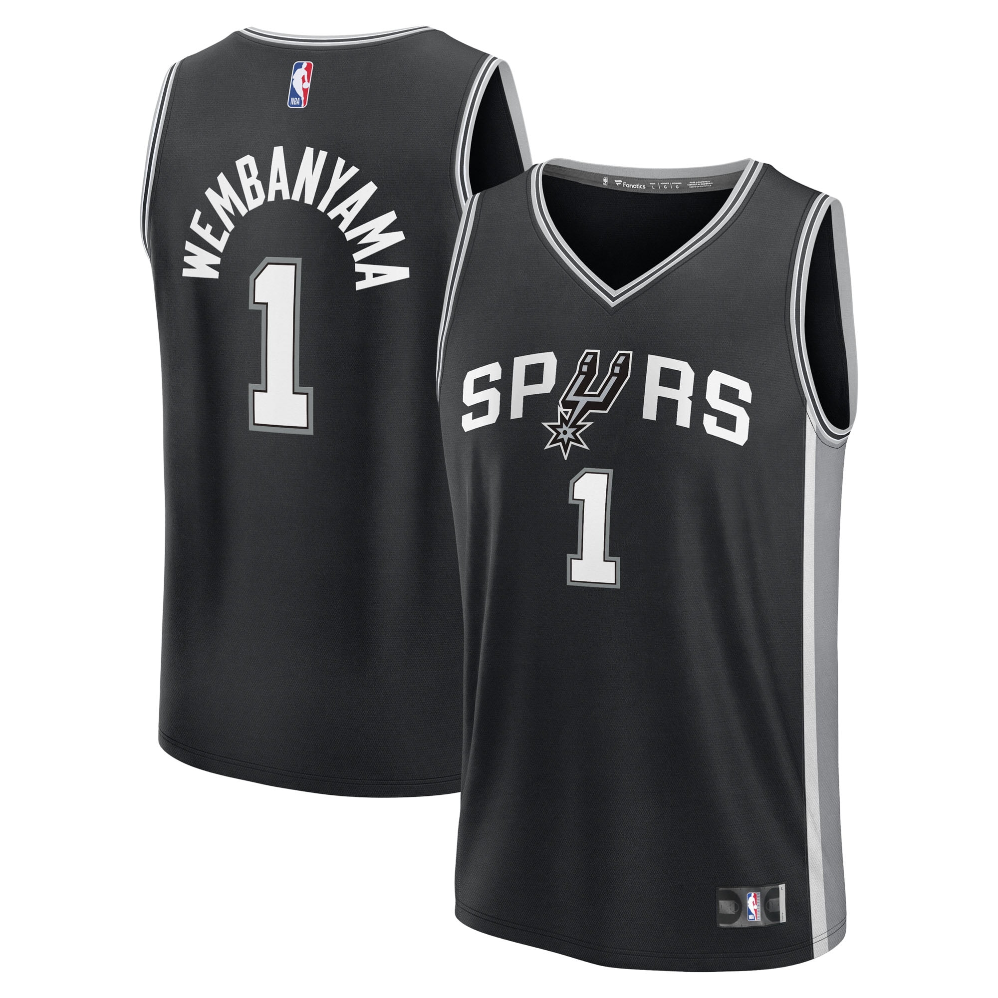 Fanatics San Antonio Spurs Victor Wembanyama Icon Edition Fast Break Replica Jersey (Black, Men's Large) 57gk9