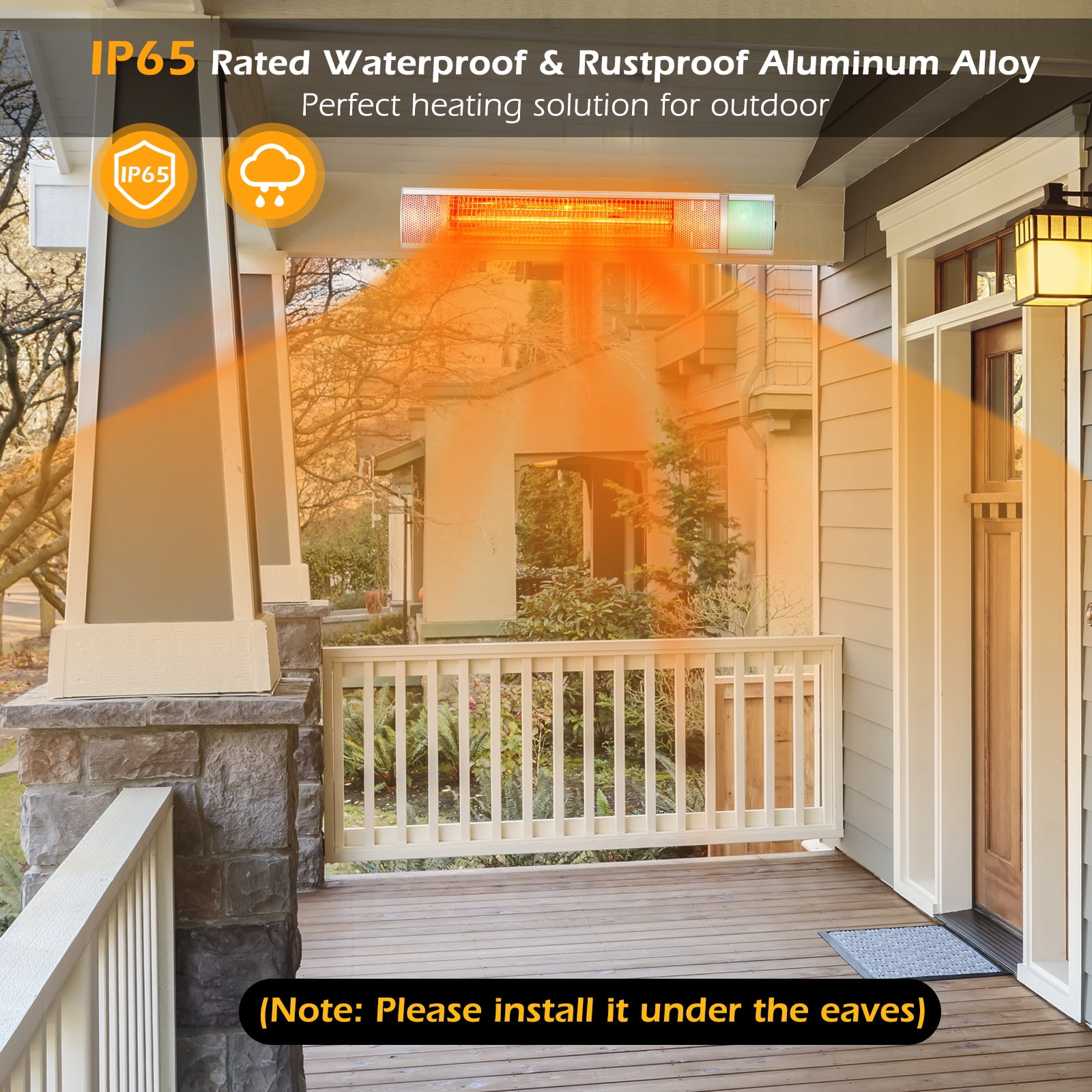 Costway Wall-Mounted Infrared Patio Heater with Remote Control and Adjustable Timer (Silver, 1500W) 7fwvt